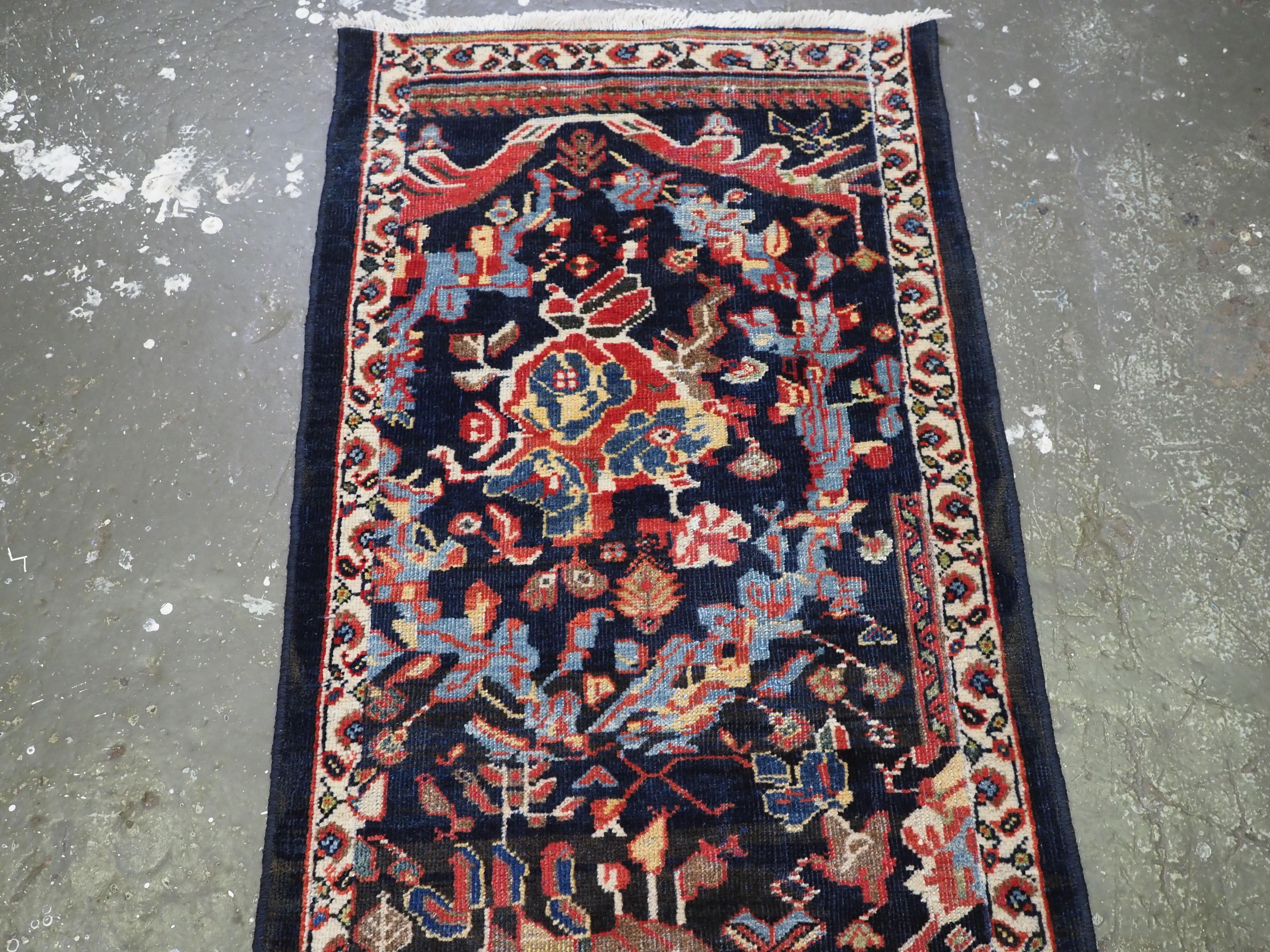 Asian Antique Mahal runner of a very scarce narrow width.  Circa 1900. For Sale