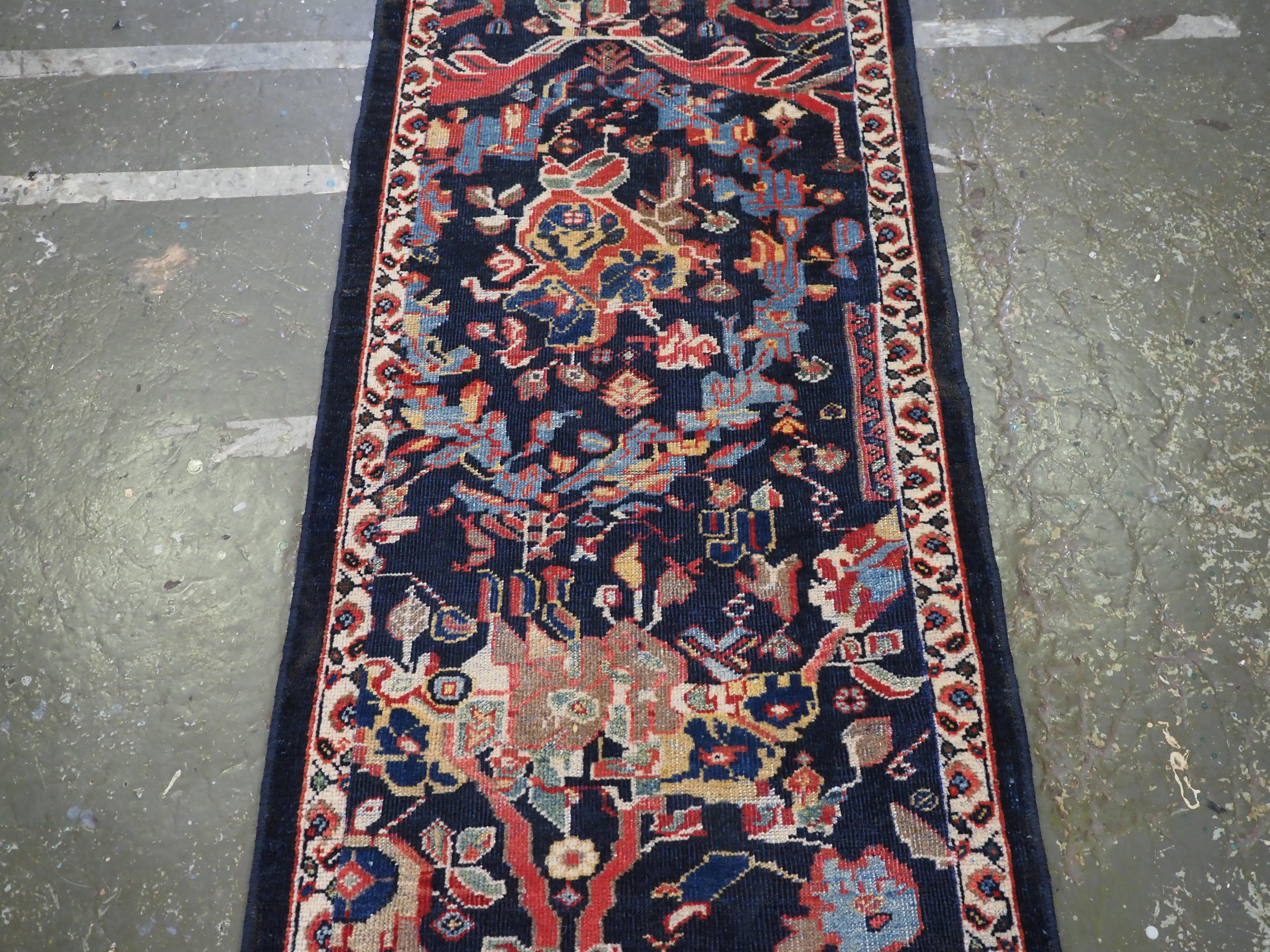 Early 20th Century Antique Mahal runner of a very scarce narrow width.  Circa 1900. For Sale