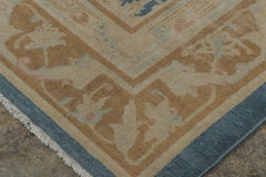 Antique Mahal Runner with Brown and Blue Dense Geometric Pattern - Rug & Kilim