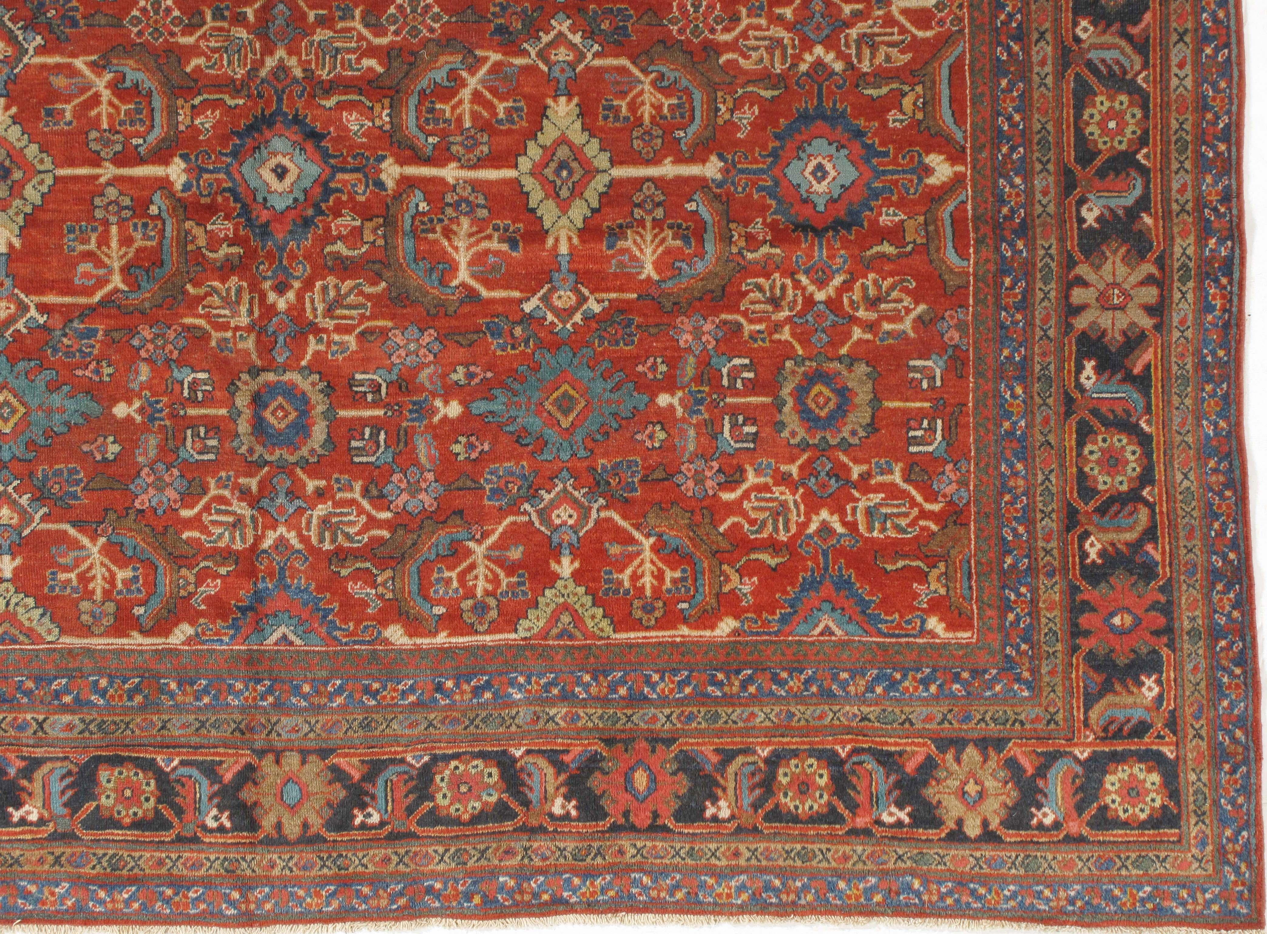 Hand-Woven Antique Mahal Sultanabad Carpet Rug  9'8 x 14'6 For Sale