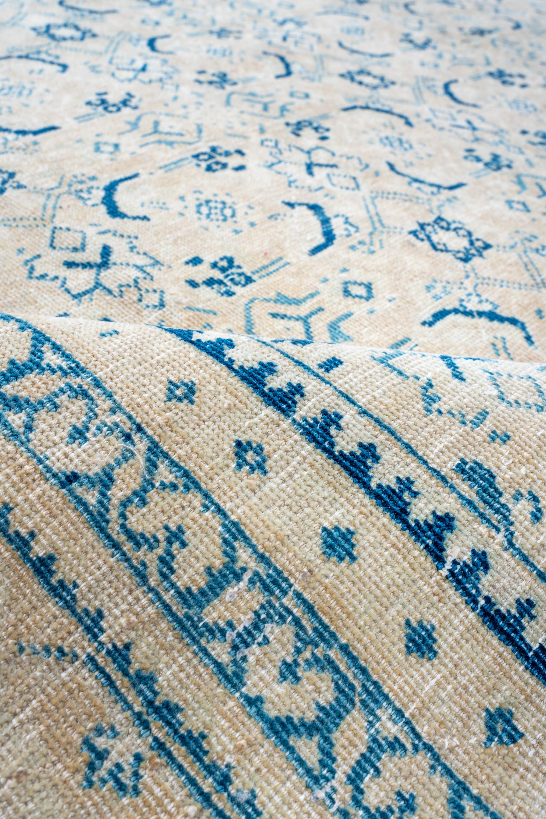 Wool Antique Mahal with Light Palette and Slate Blue Accents For Sale