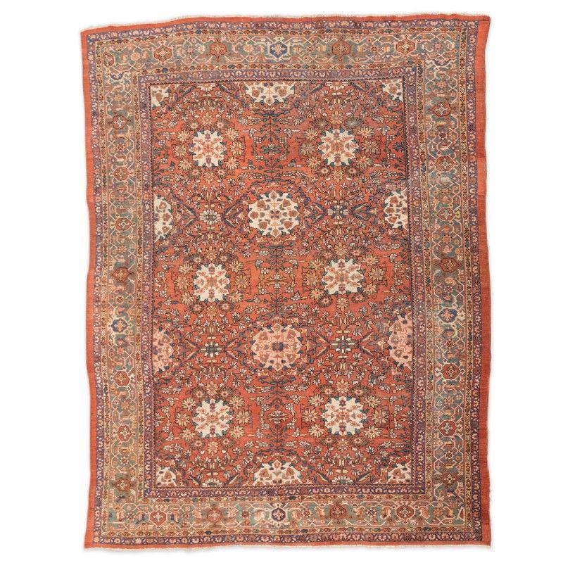 Hand-Knotted Antique Mahal Wool Rug. 3.60 x 2.65 m For Sale