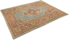 Antique Mahal Ziegler Rug, Soft Pastel Medallion Design, 13 ft 1 in x 10 ft 5 in