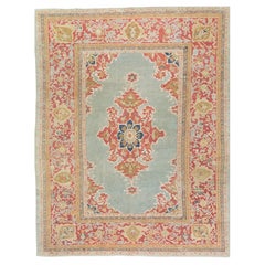 Antique Mahal Ziegler Rug, Soft Pastel Medallion Design, 13 ft 1 in x 10 ft 5 in