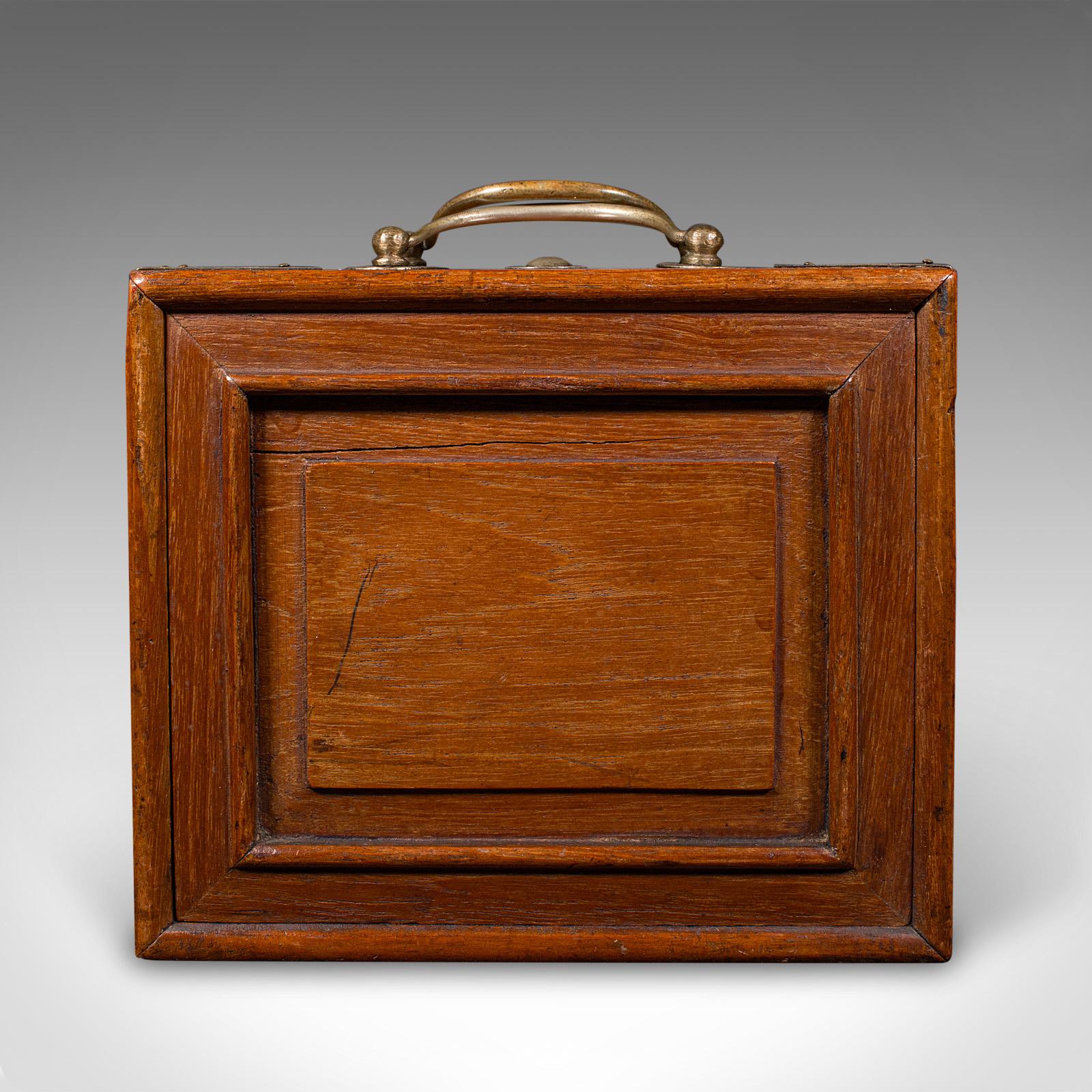 Chinese Export Antique Mahjong Case, Oriental, Teak Gaming Tile Box, Late Victorian, Circa 1900 For Sale
