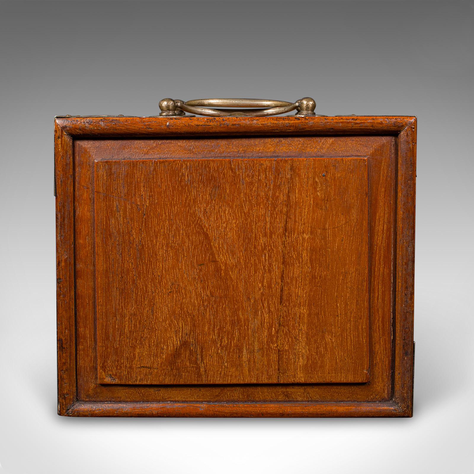 Antique Mahjong Case, Oriental, Teak Gaming Tile Box, Late Victorian, Circa 1900 In Good Condition For Sale In Hele, Devon, GB