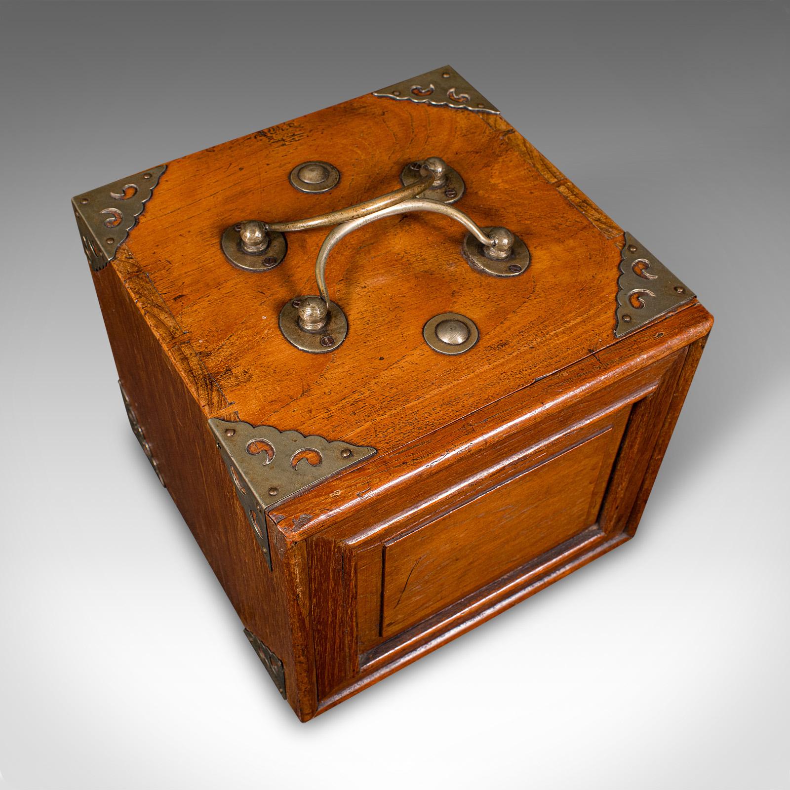 Bamboo Antique Mahjong Case, Oriental, Teak Gaming Tile Box, Late Victorian, Circa 1900 For Sale