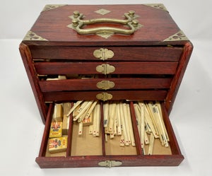Mahjong Antique Portable – Jeu Chinois Classique Avec 144 Tuiles + Boîte Voyage