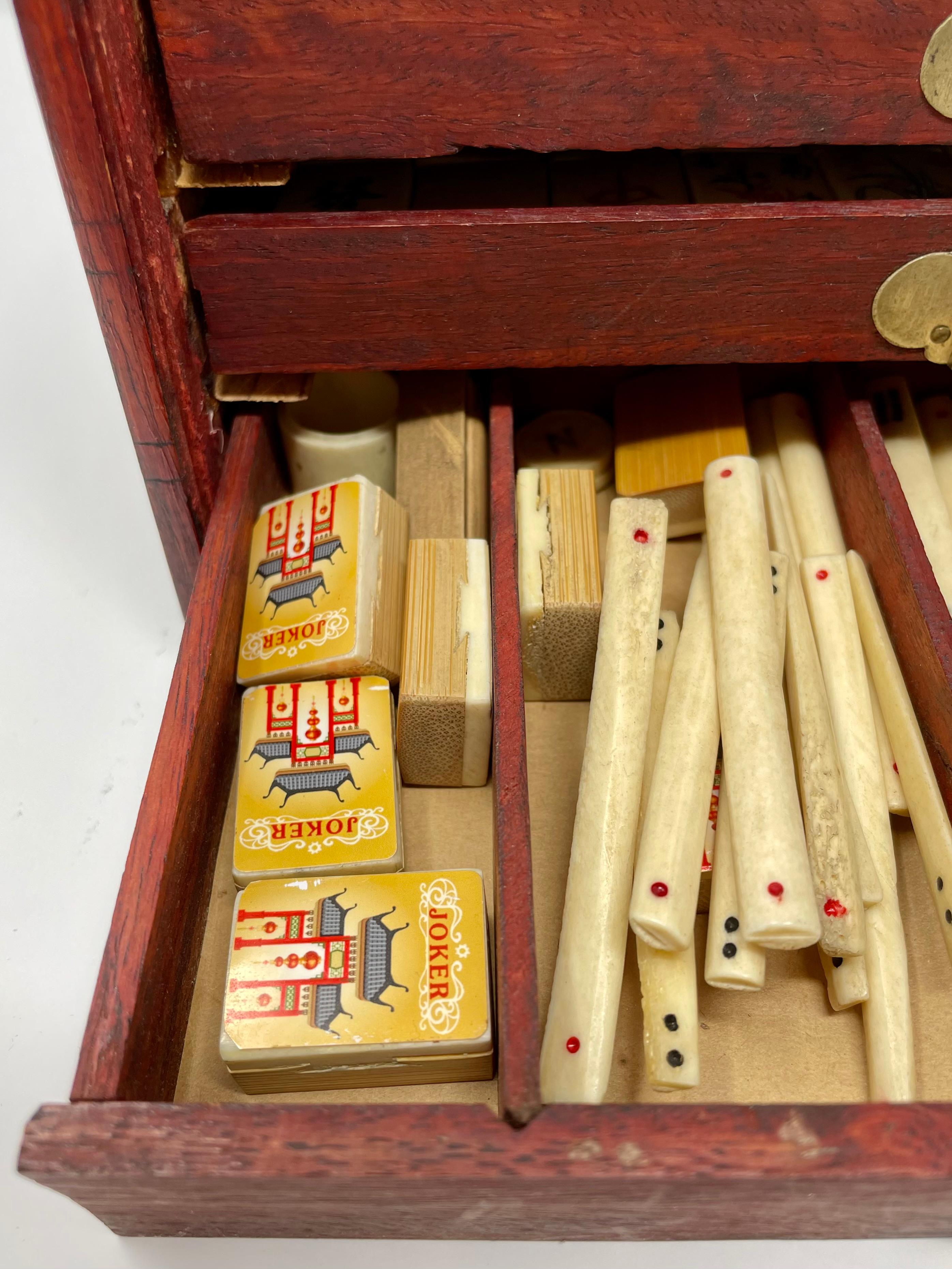 Wood Antique Mahjong Set circa 1920-1930