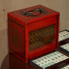 ANTIQUE MAHJONG SUITE CIRCA 1940's CHINESE CHINOISERIE DRAGON DESIGN MUST SEE