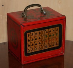 ANTIQUE MAHJONG SUITE CIRCA 1940'S CHINESE CHINOISERIE DRAGON DESIGN PLUS DiCE