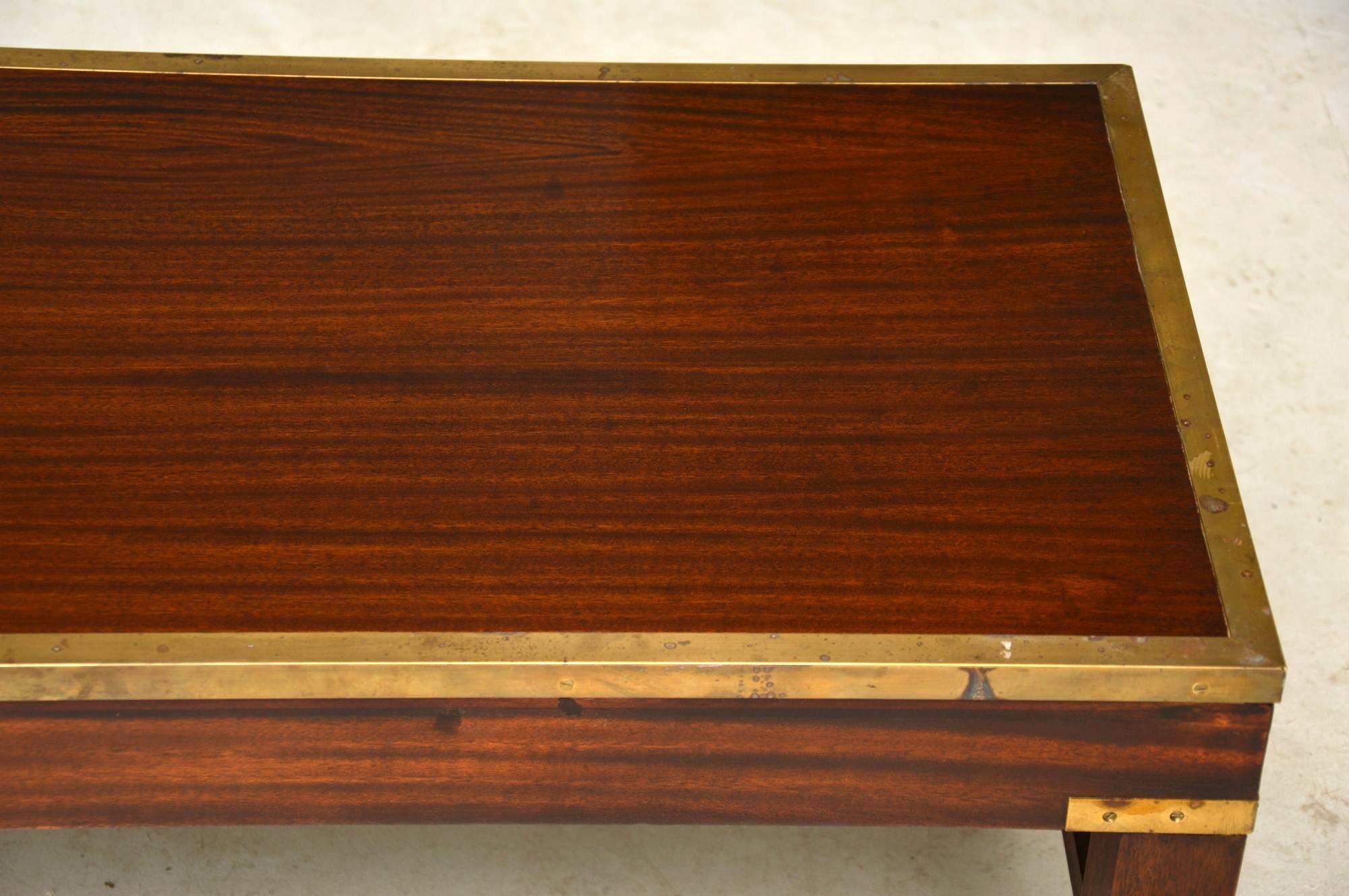 Early 20th Century Antique Mahogany and Brass Coffee Table