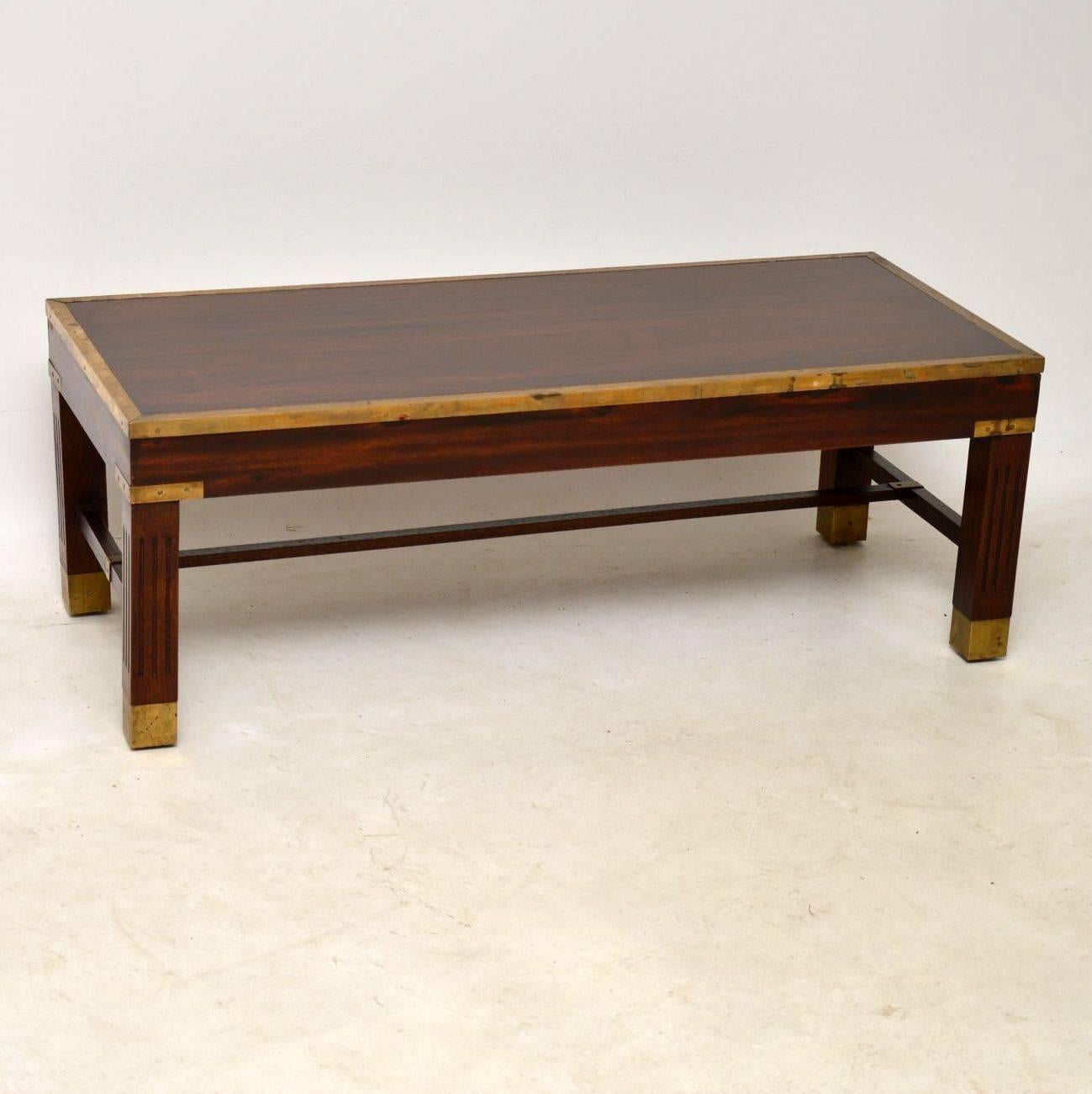 Antique Mahogany and Brass Coffee Table 1