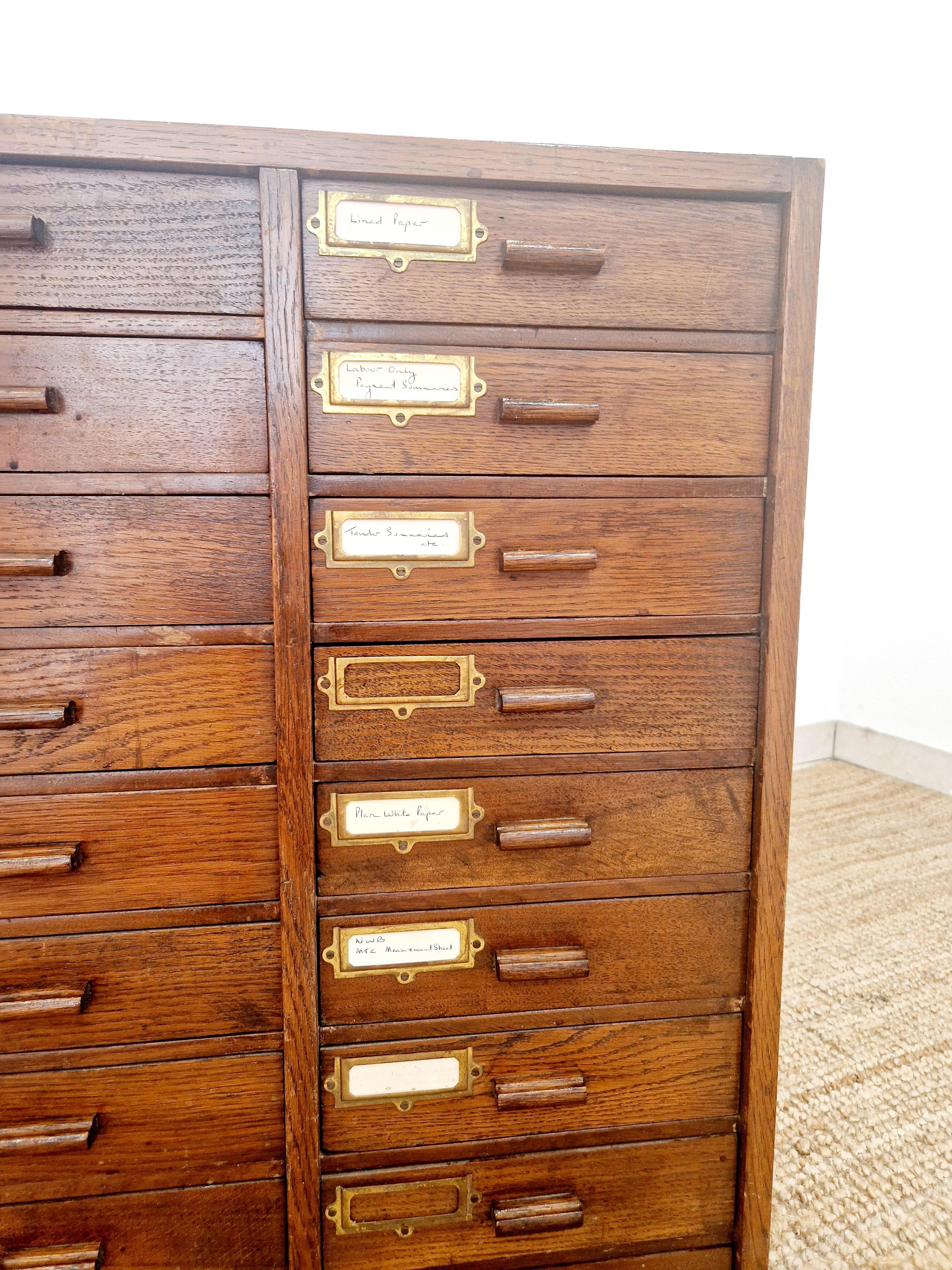 Antique Mahogany 18 Drawer Index Cabinet For Sale 5