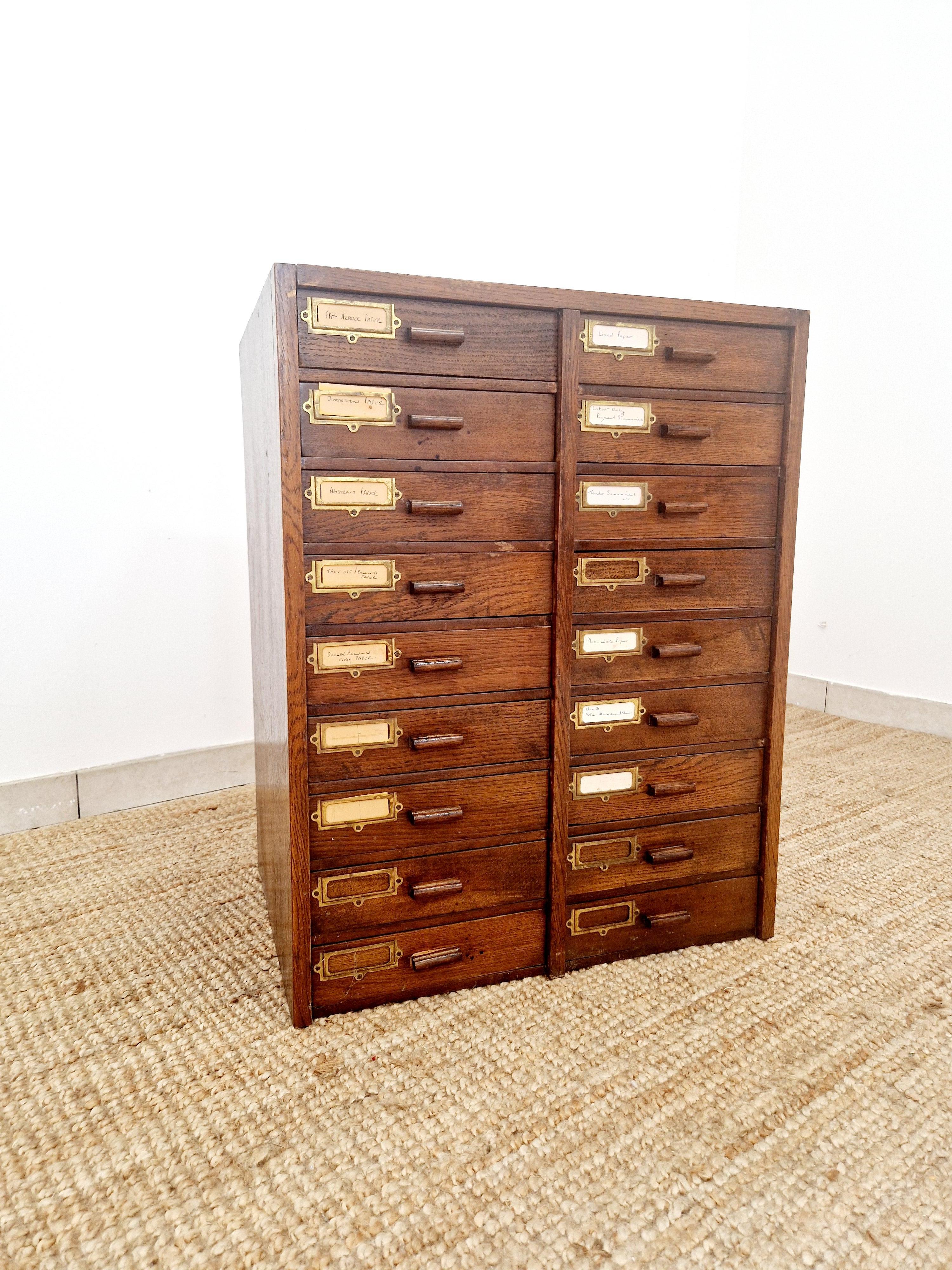 Antique Mahogany 18 Drawer Index Cabinet For Sale 6