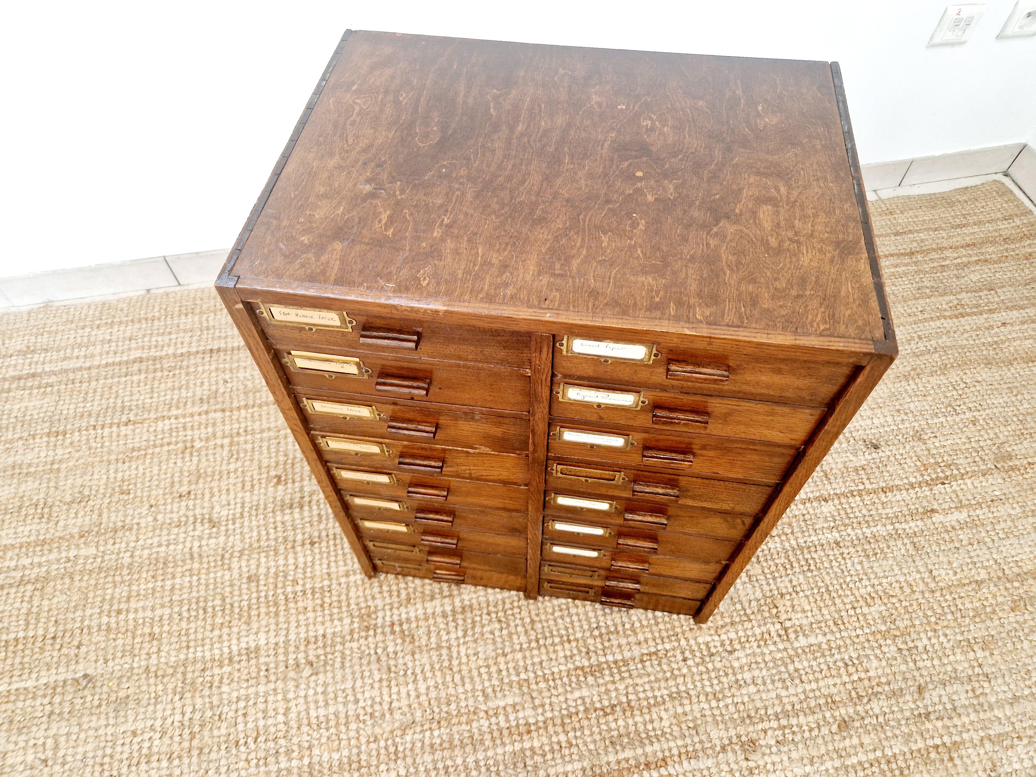Antique Mahogany 18 Drawer Index Cabinet For Sale 7