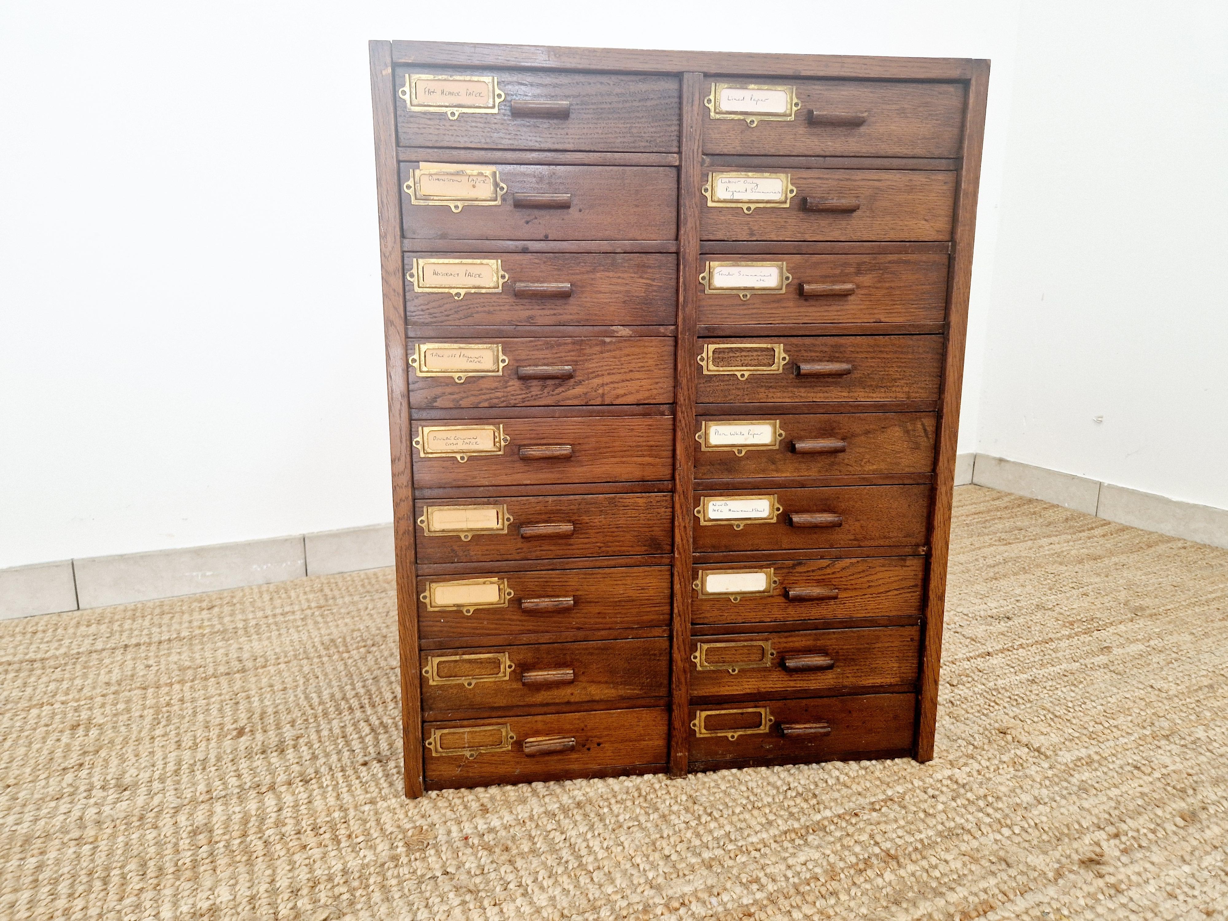 Antique Mahogany 18 Drawer Index Cabinet For Sale 8