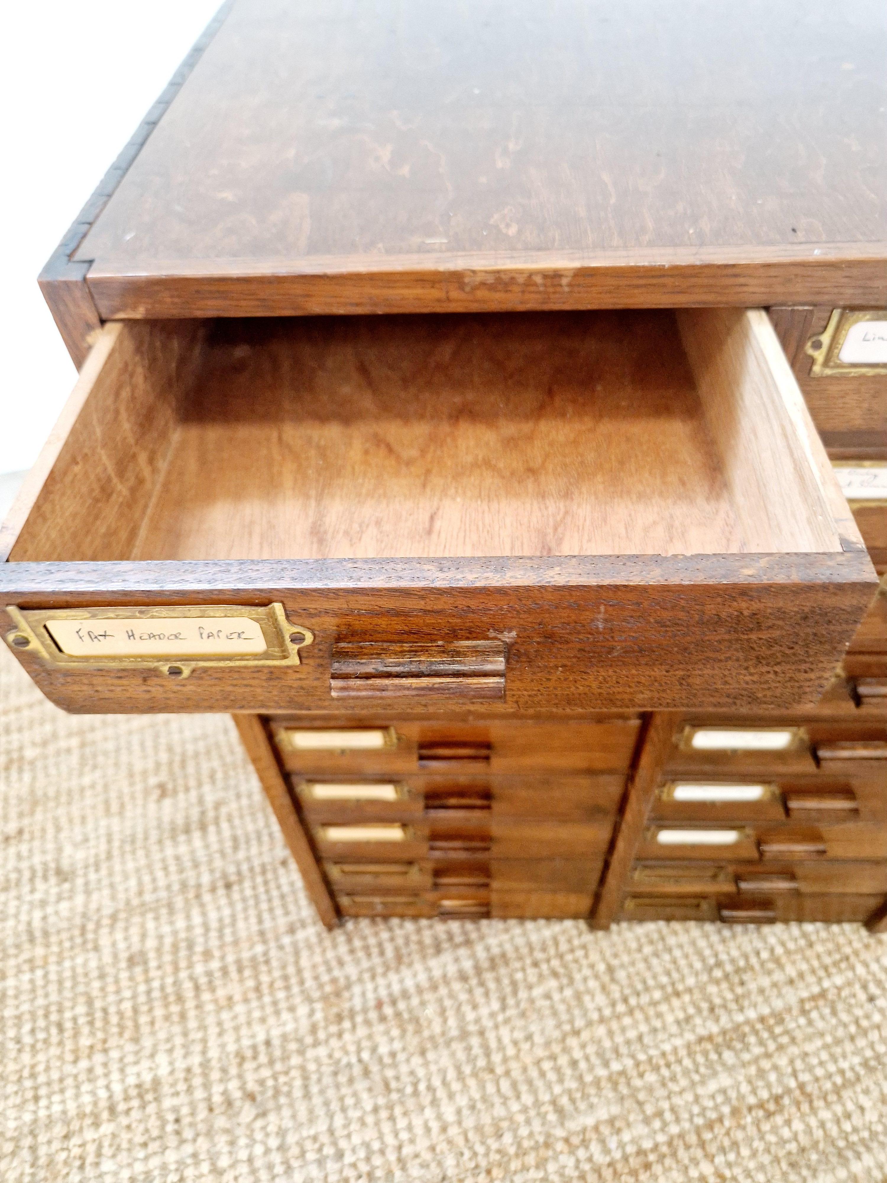 Antique Mahogany 18 Drawer Index Cabinet For Sale 2
