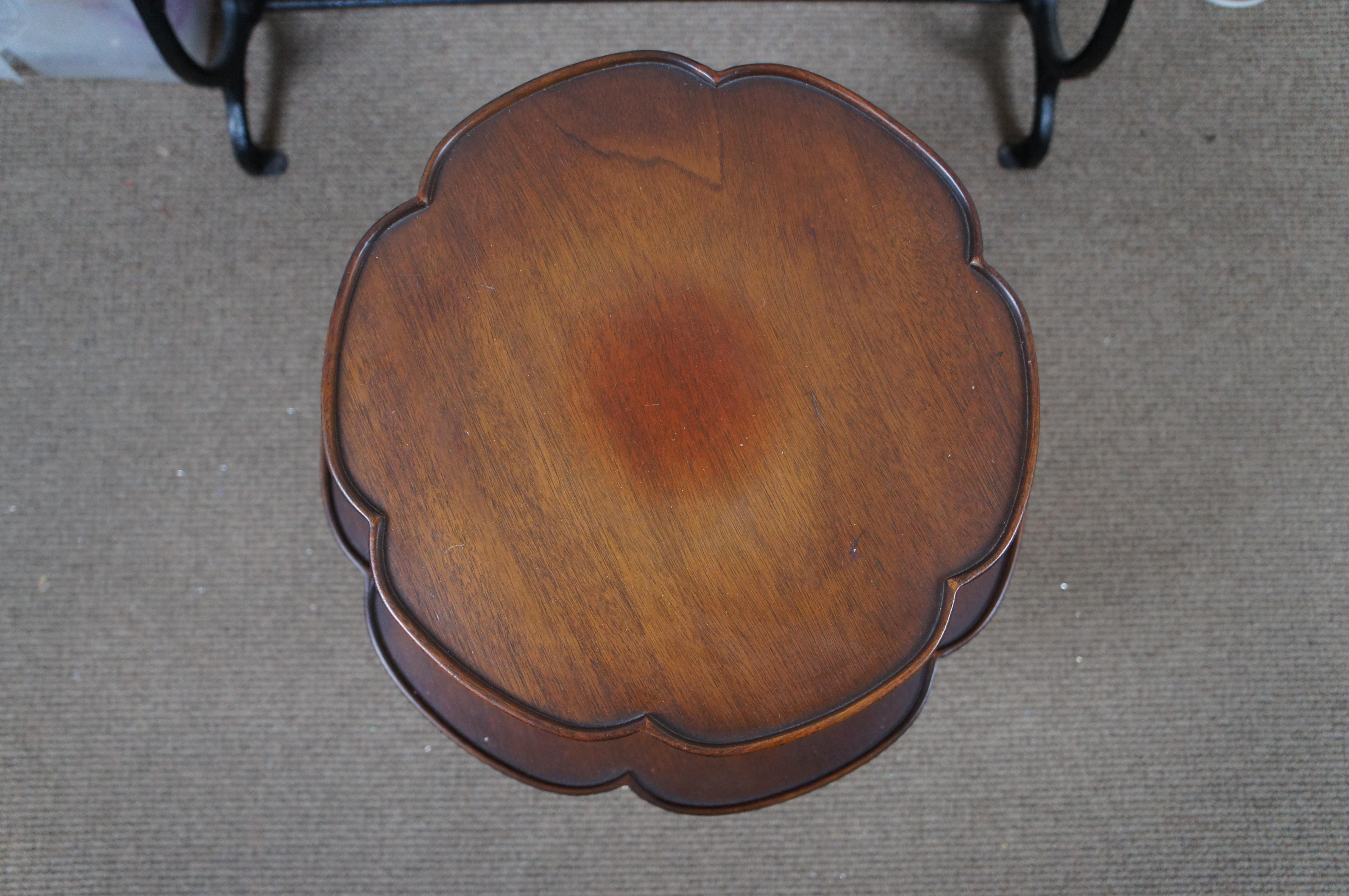 Antique Mahogany 2 Tier Pie Crust Dumbwaiter Butler Pedestal Serving Table 20