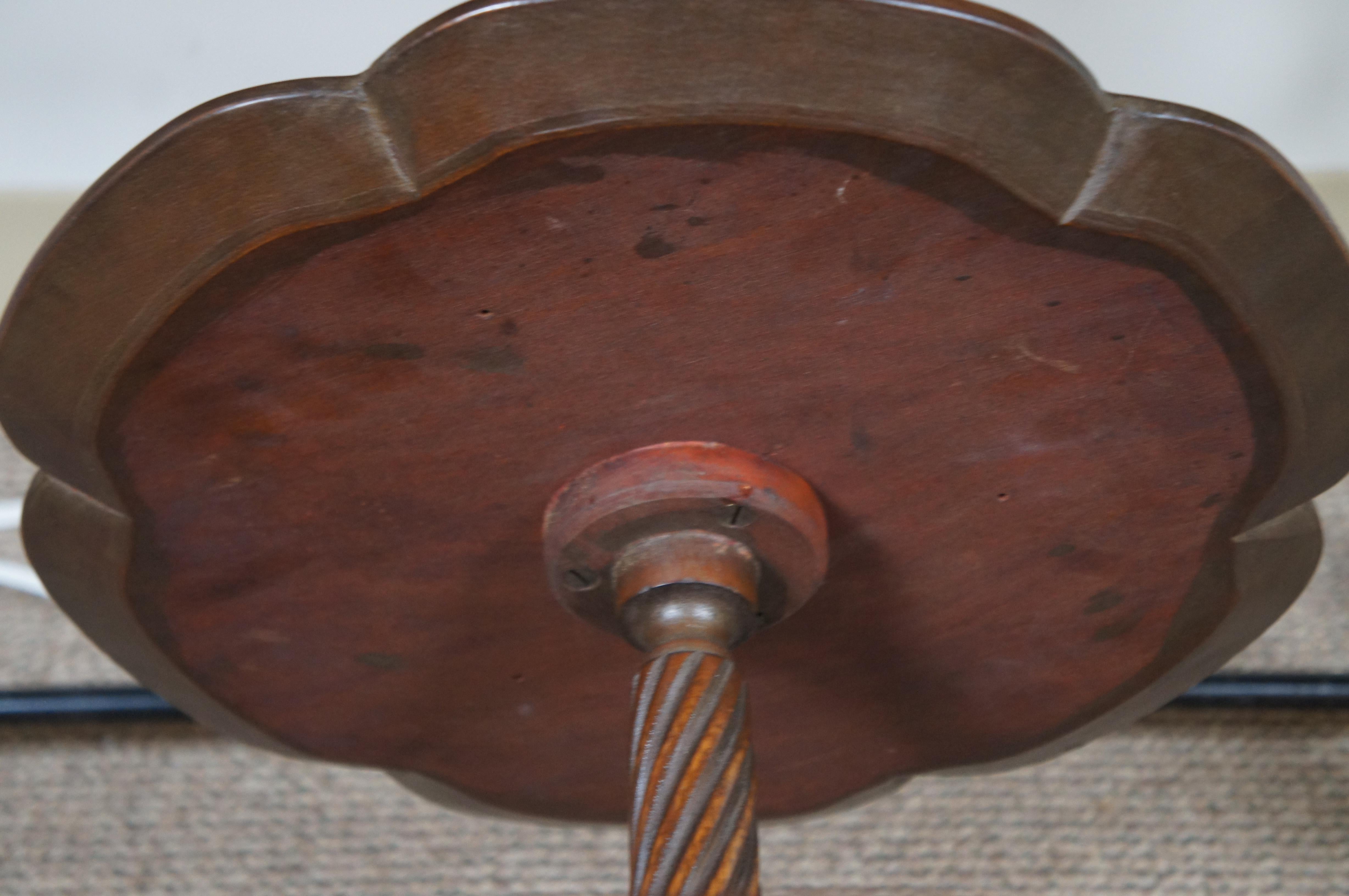 Antique Mahogany 2 Tier Pie Crust Dumbwaiter Butler Pedestal Serving Table 20