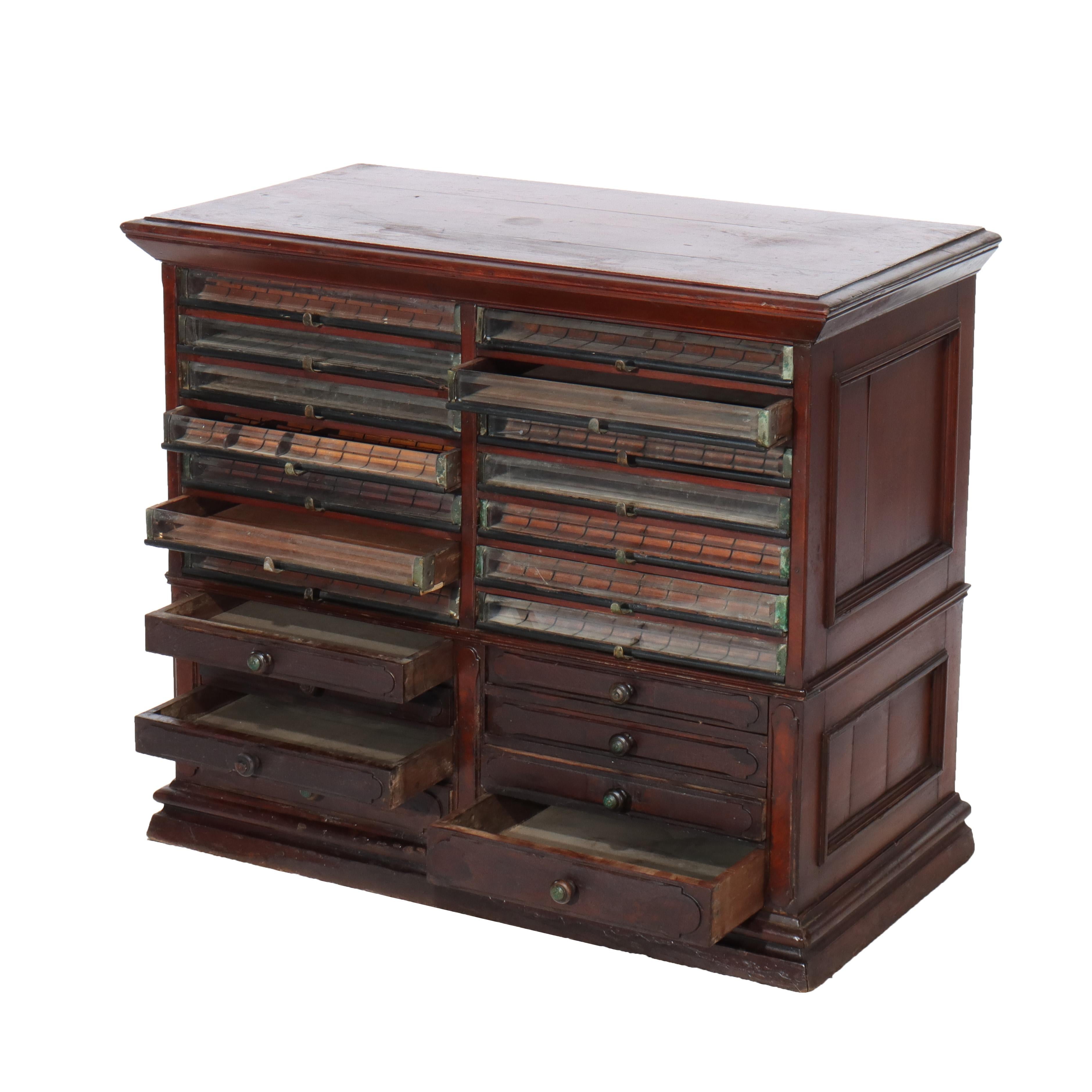 Antique Mahogany 22 Drawer Country Store Spool Cabinet C1900
Measures - 30.5