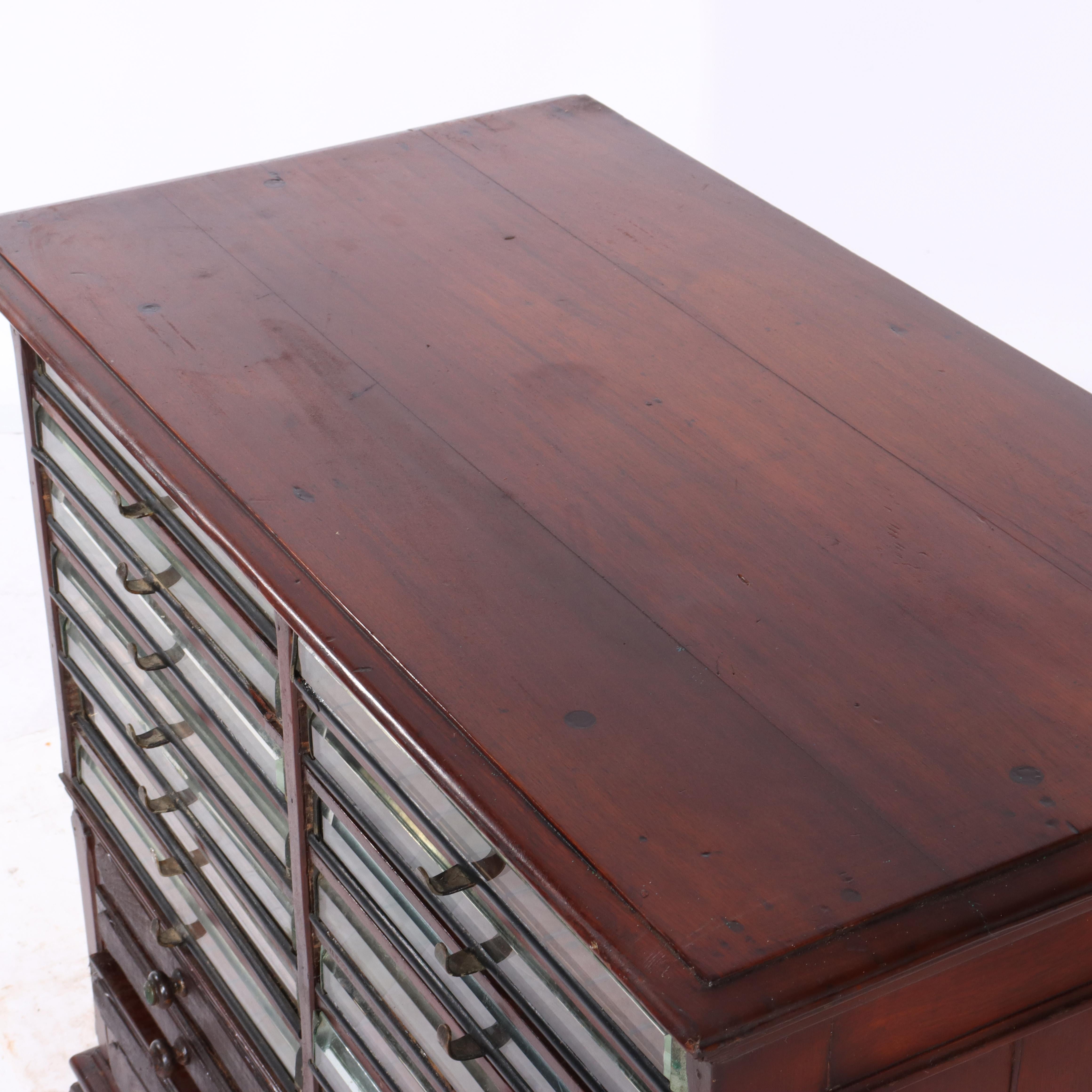 Antique Mahogany 22 Drawer Country Store Spool Cabinet C1900 For Sale 3