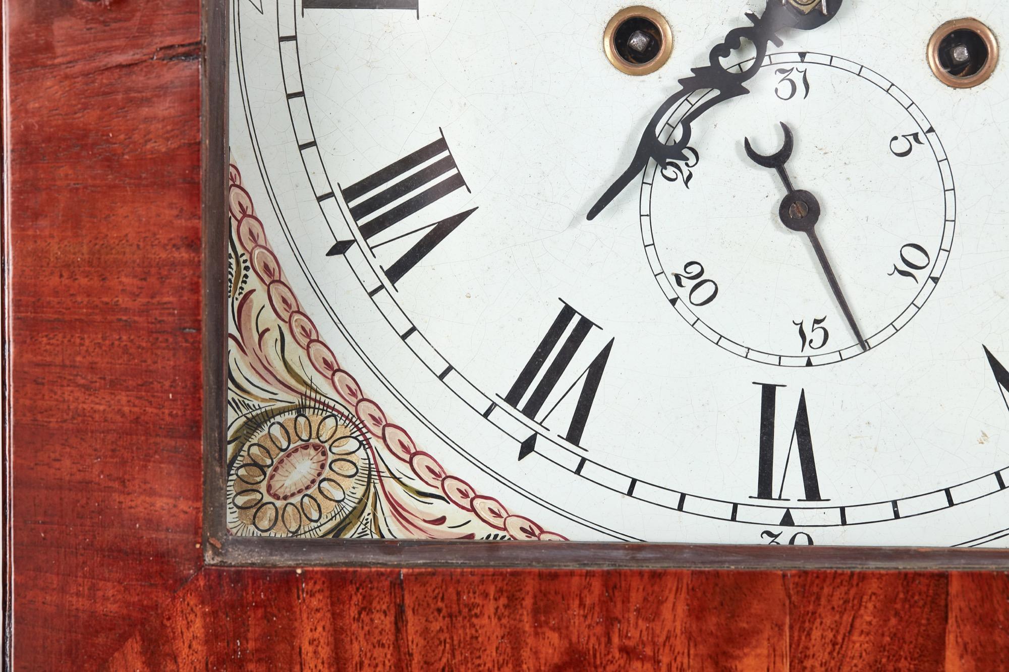 Horloge ancienne à 8 jours en acajou Excellent état - En vente à Suffolk, GB