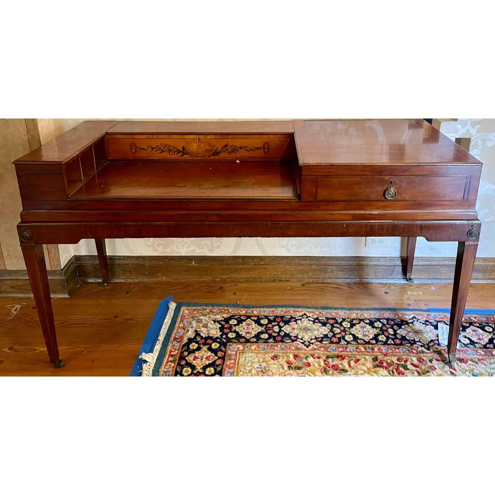 Antique 19th century Mahogany Adams Style Regency writing table desk.

Additional information: 
Materials: Mahogany
Please note that this item contains materials that are legally subject to a special export process that may extend the delivery