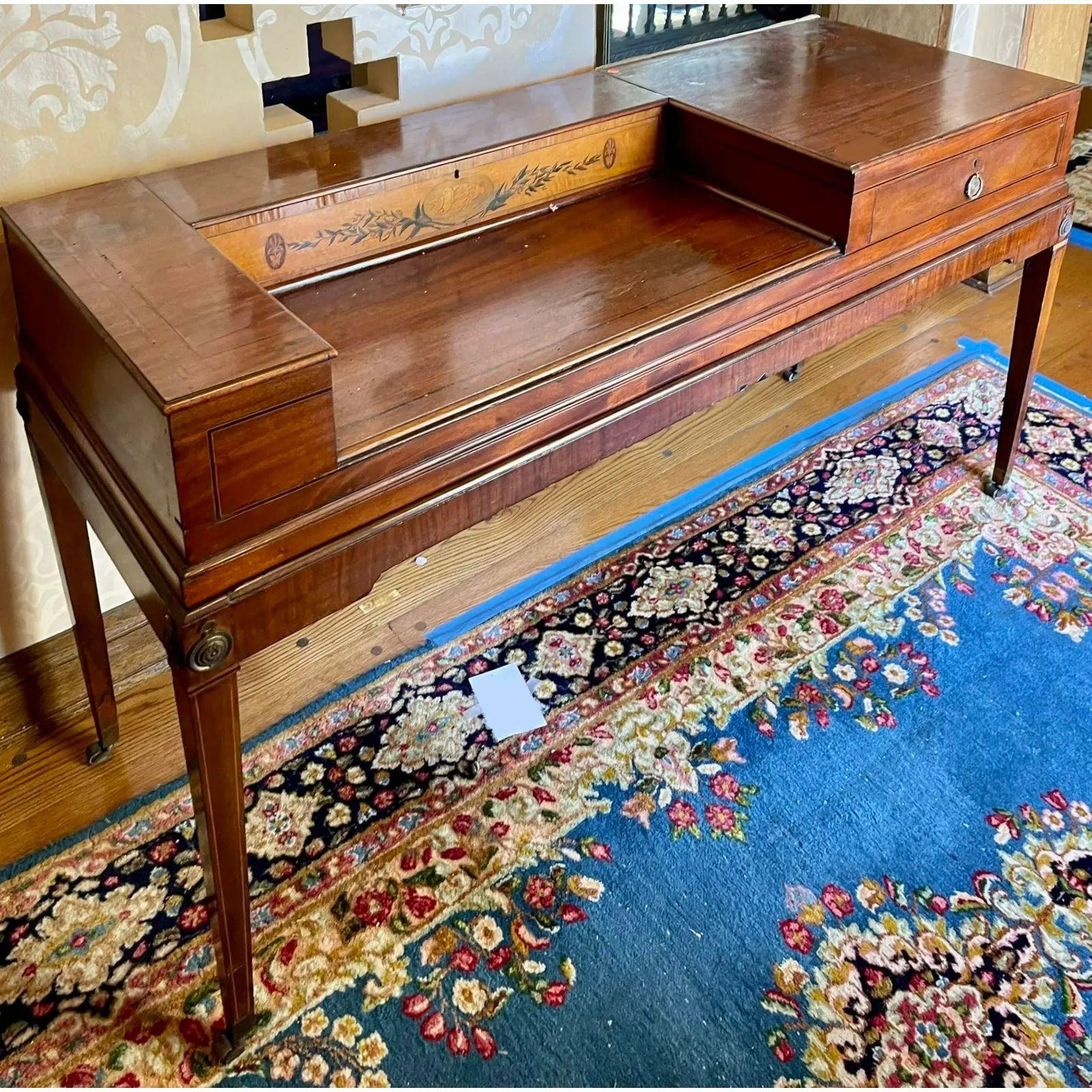19th Century Antique Mahogany Adams Style Regency Writing Table Desk, 19 Century For Sale