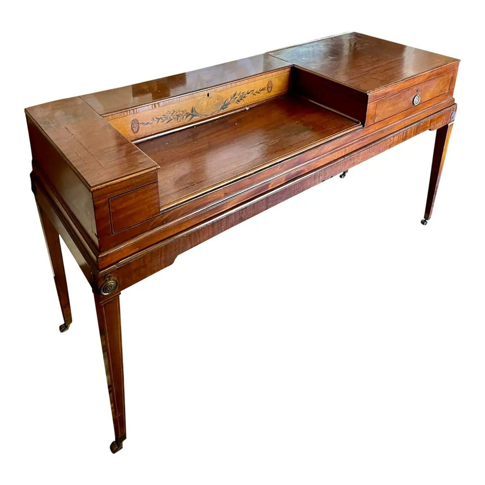 Antique Mahogany Adams Style Regency Writing Table Desk, 19 Century For Sale