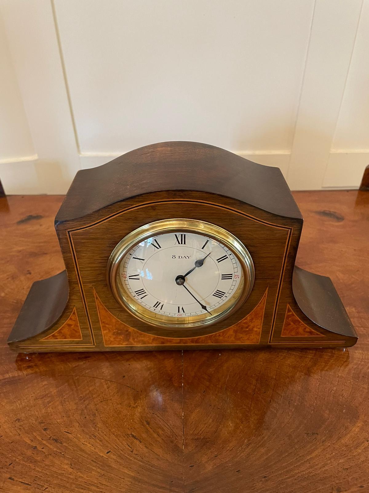 English Antique Mahogany Amboyna Eight Day Clock