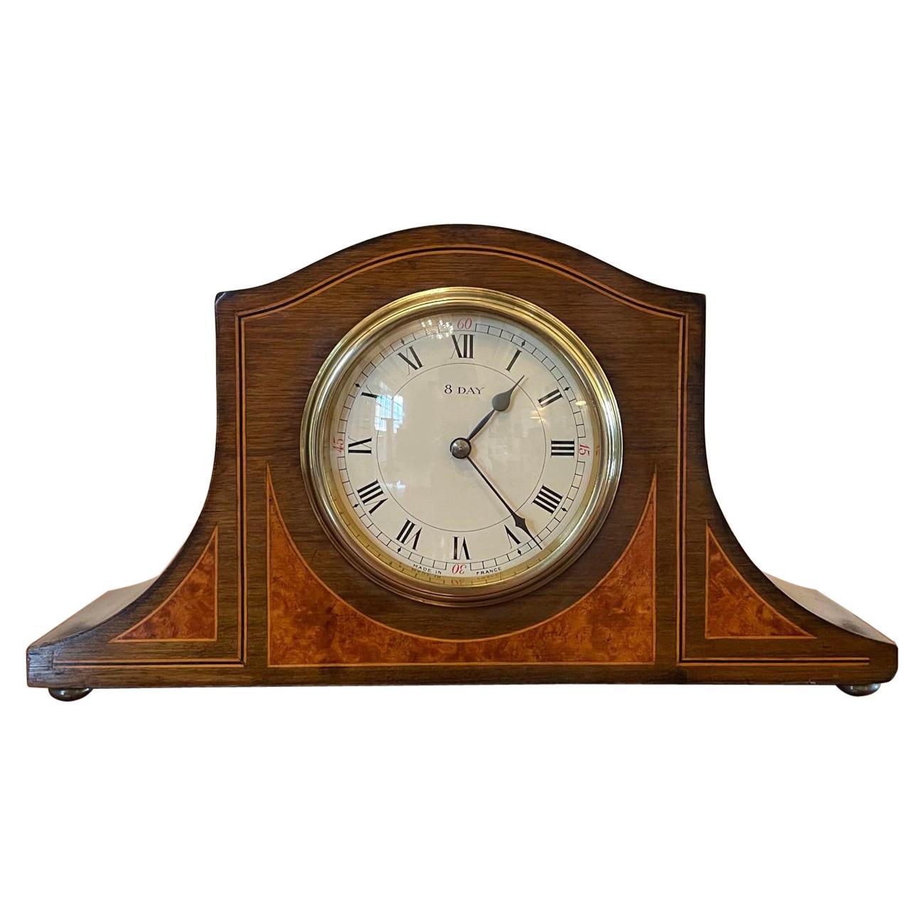 Antique Mahogany Amboyna Eight Day Clock