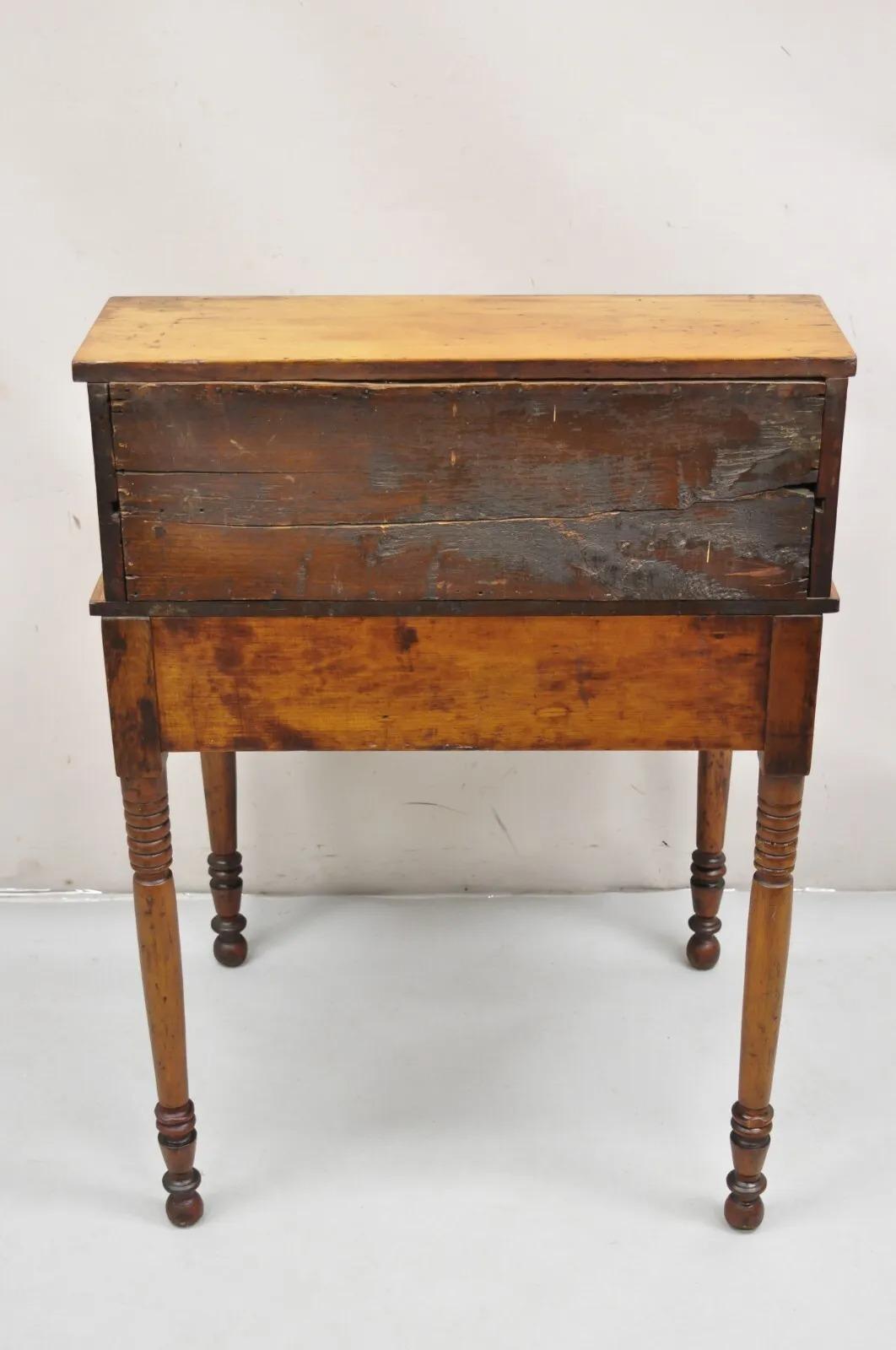 Antique Mahogany American Empire Colonial Small Secretary Writing Desk Table 5