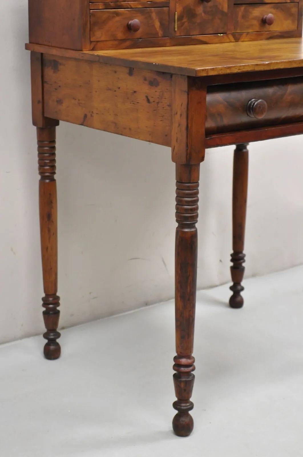 Antique Mahogany American Empire Colonial Small Secretary Writing Desk Table 1