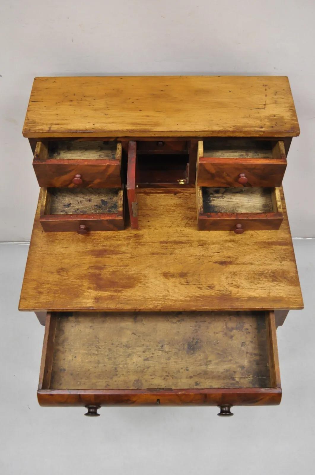 Antique Mahogany American Empire Colonial Small Secretary Writing Desk Table 2