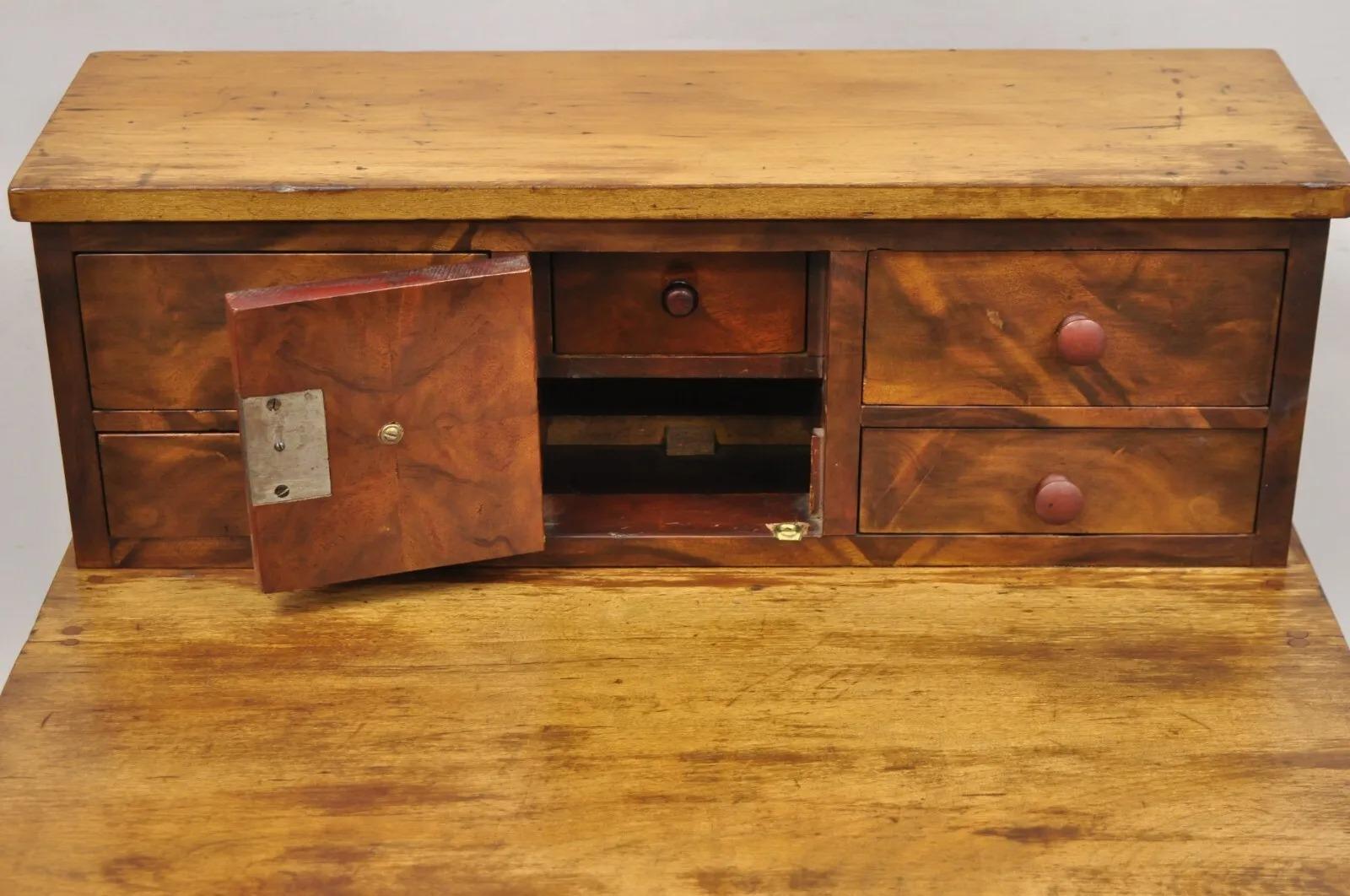 Antique Mahogany American Empire Colonial Small Secretary Writing Desk Table 3