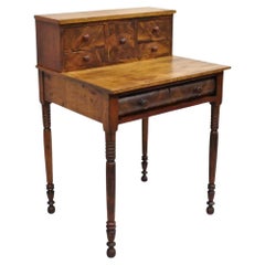Antique Mahogany American Empire Colonial Small Secretary Writing Desk Table