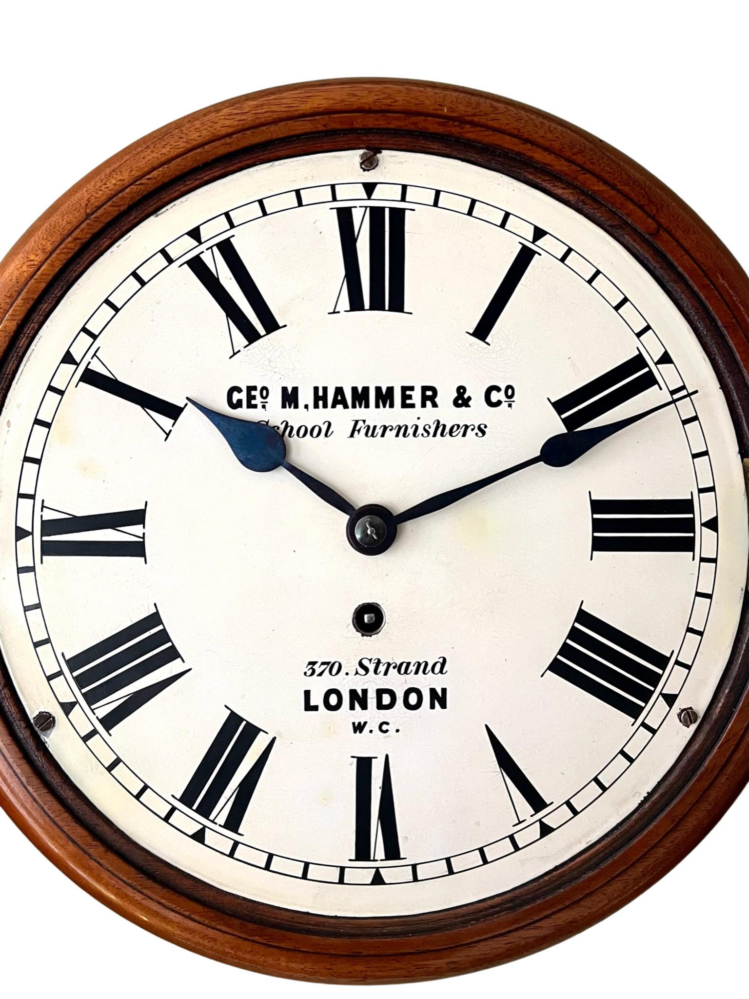 Victorian Antique Mahogany and Brass Eight Day Single Fusee Timepiece Dial Clock