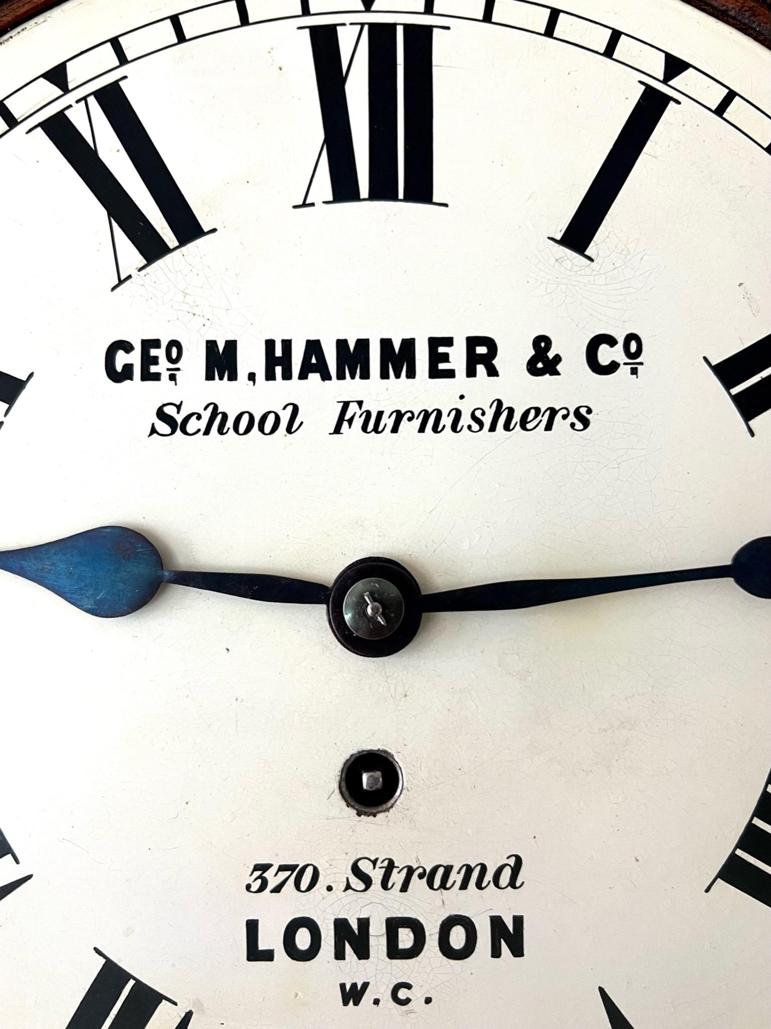 British Antique Mahogany and Brass Eight Day Single Fusee Timepiece Dial Clock