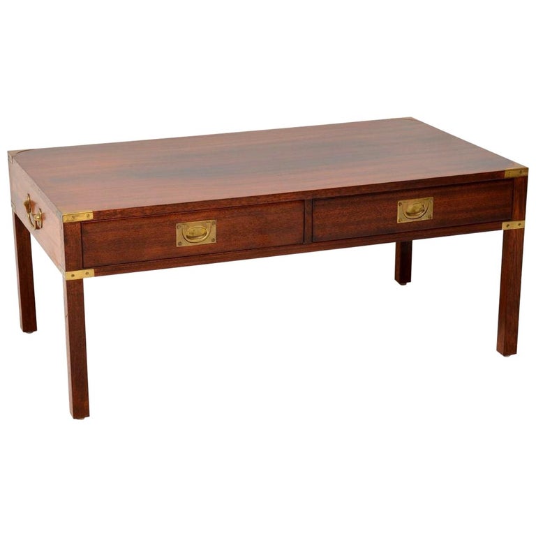 Antique Mahogany and Brass Military Campaign Coffee Table ...