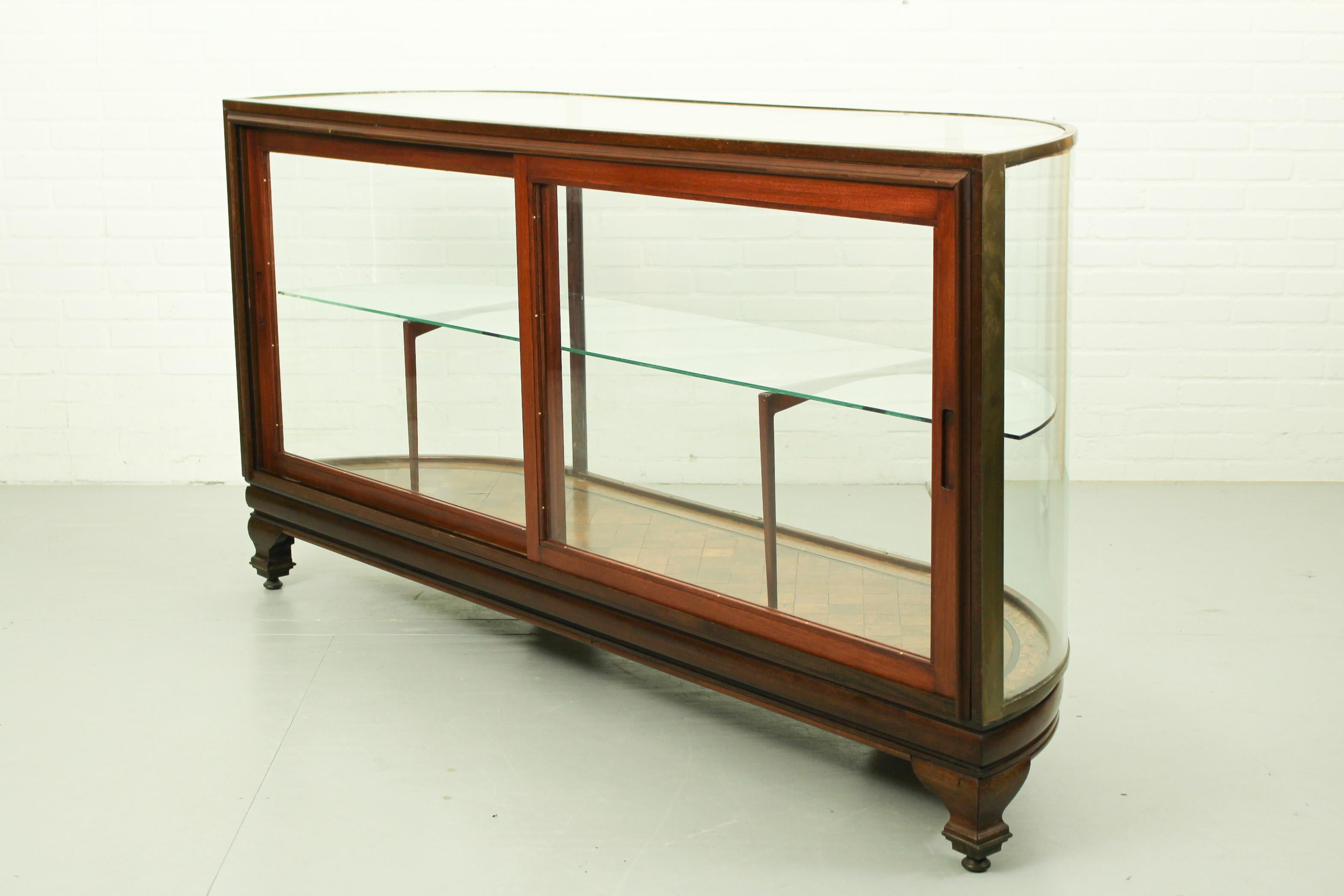 Antique Mahogany and Brass Shop Counter by Pollards, 1920s 6