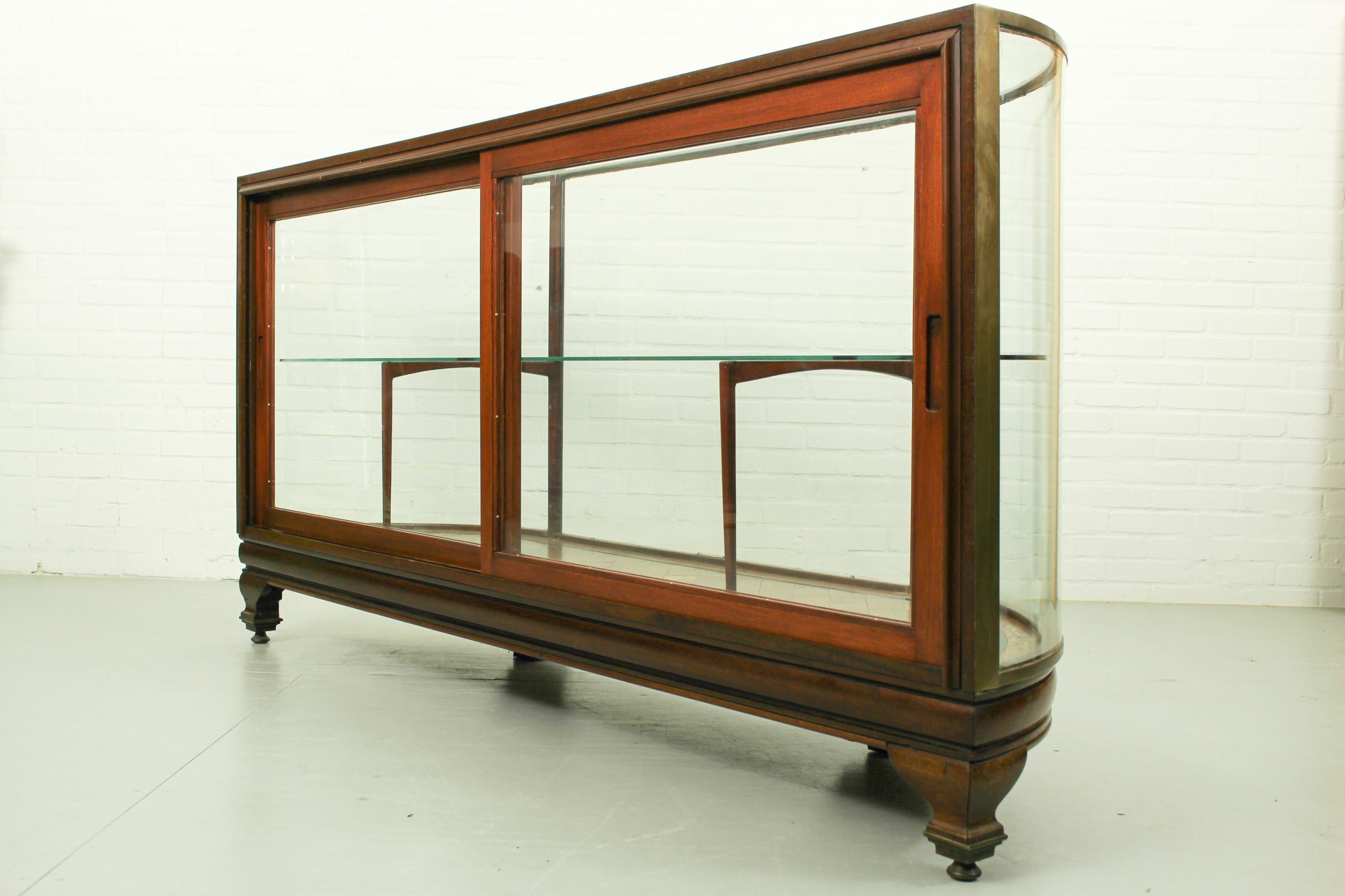 Antique Mahogany and Brass Shop Counter by Pollards, 1920s 8