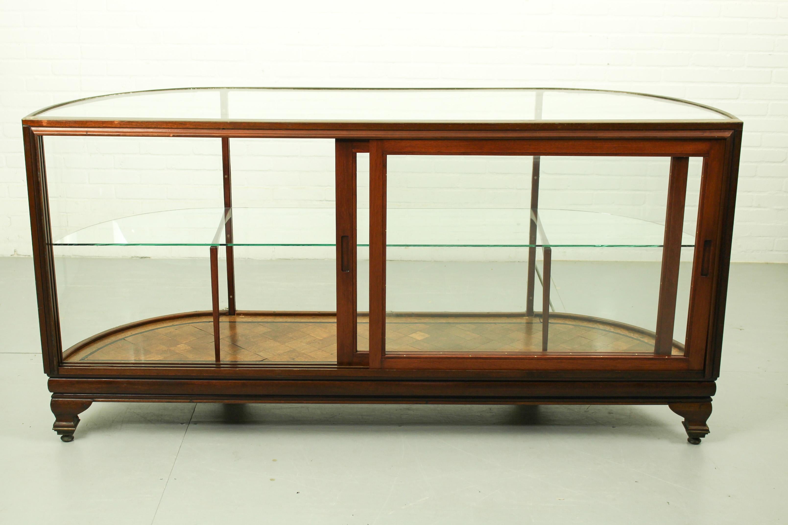 British Antique Mahogany and Brass Shop Counter by Pollards, 1920s