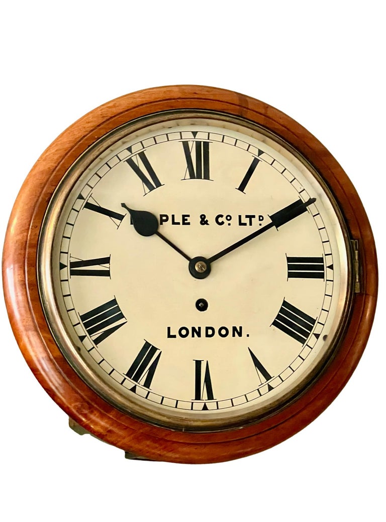 Antique Mahogany and Brass Single Fusee Timepiece Dial Clock For Sale 3