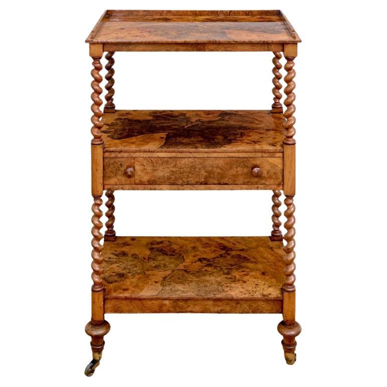 Antike Mahagoni und Wurzelgerste Twist Etagere auf Rollen im Angebot