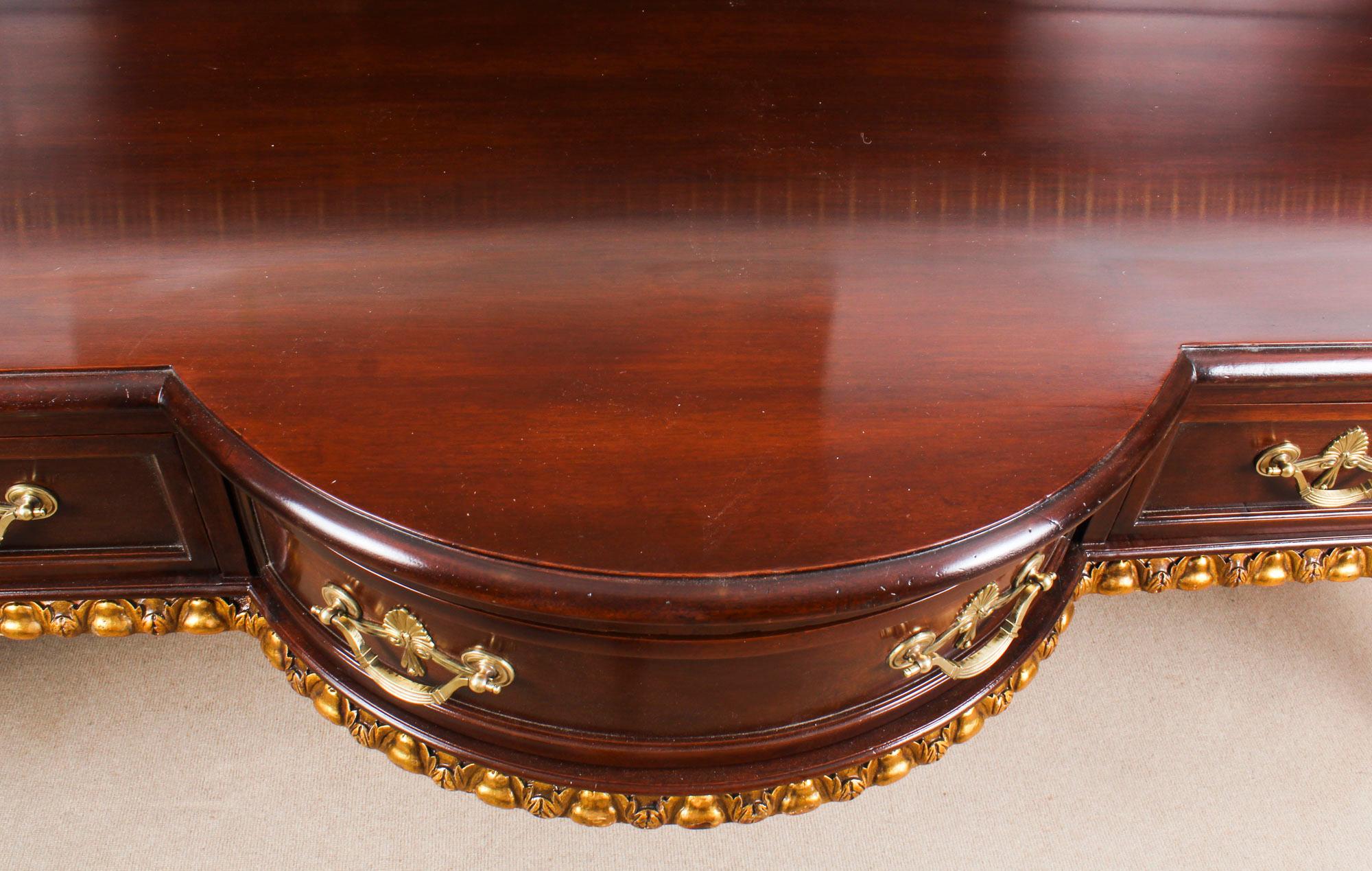 English Antique Mahogany and Gilt Serving Table Sideboard, 19th Century