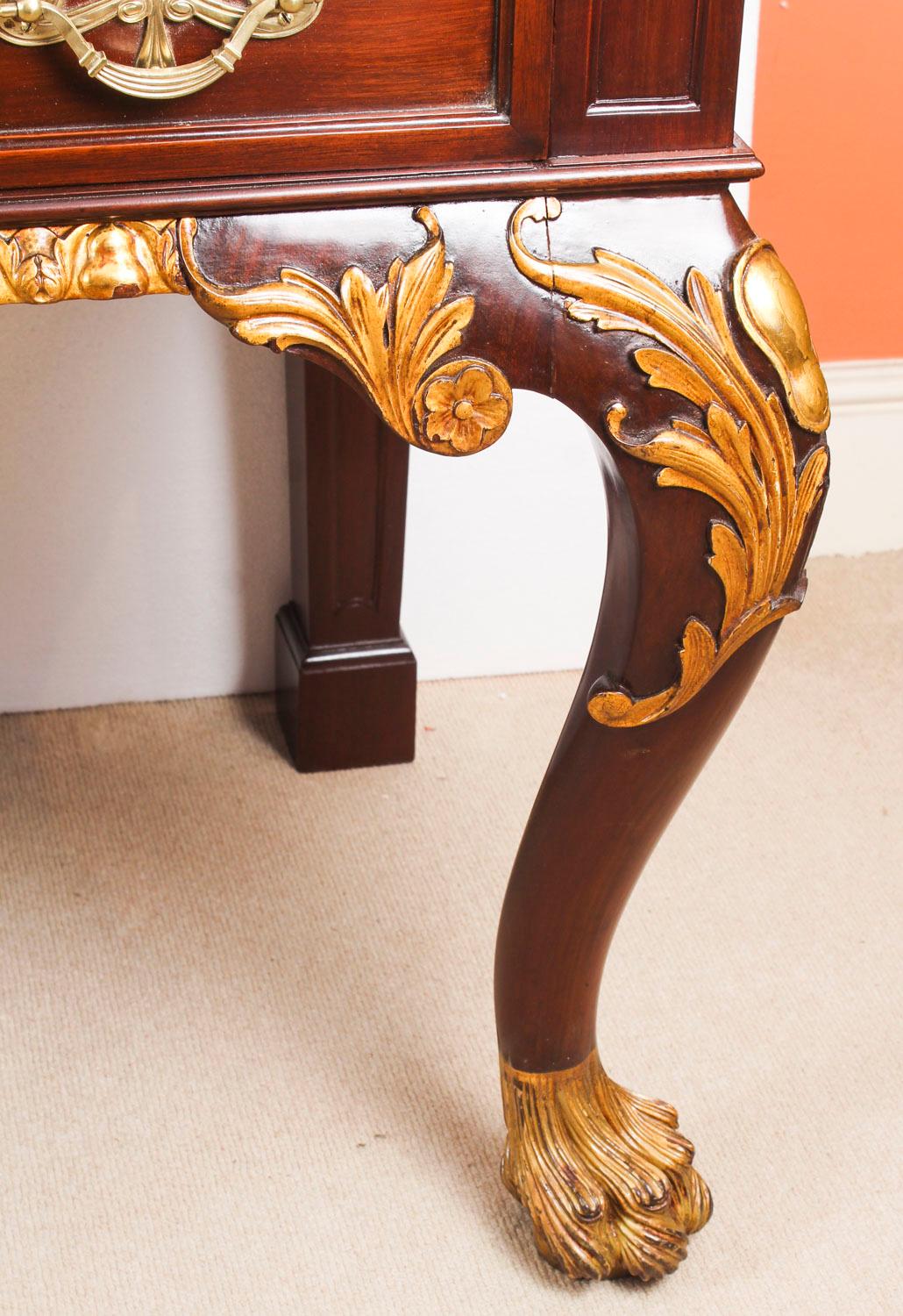 Antique Mahogany and Gilt Serving Table Sideboard, 19th Century 3