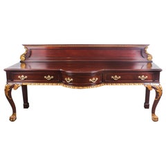 Antique Mahogany and Gilt Serving Table Sideboard, 19th Century
