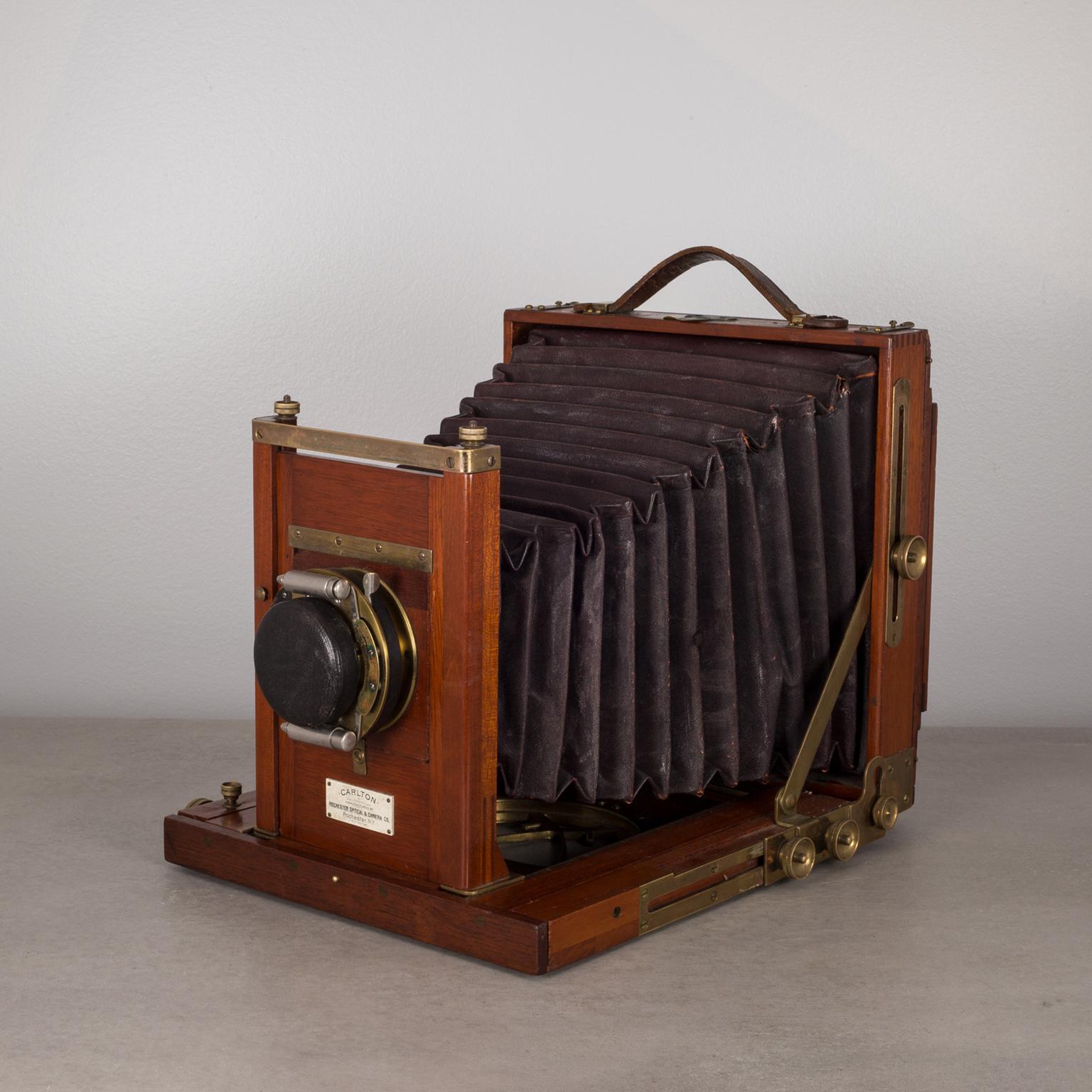 American Antique Mahogany and Large Brass Folding Camera, circa 1890s