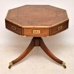 Antique Mahogany and Leather Campaign Drum Table